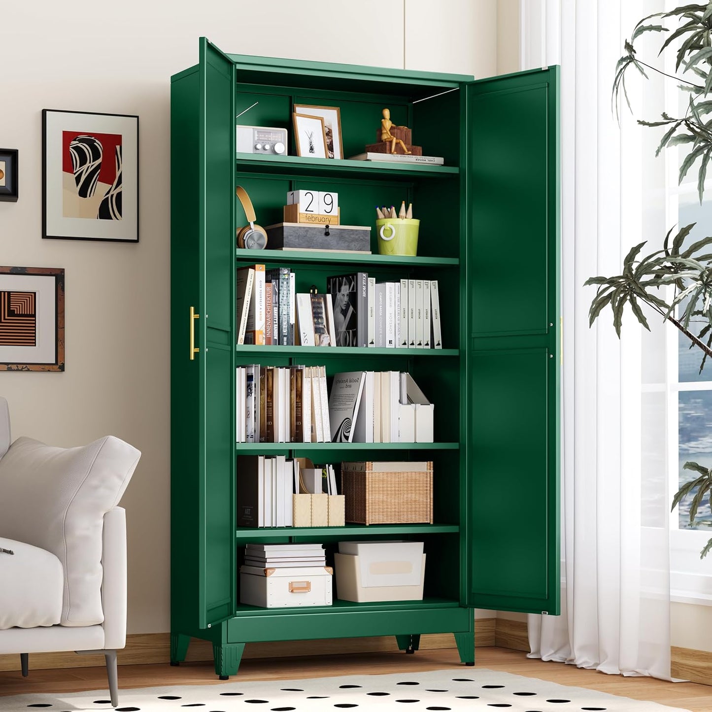 Kitchen Pantry Storage Cabinet with Doors and Adjustable Shelves, Metal ClosetMaid Food Pantry