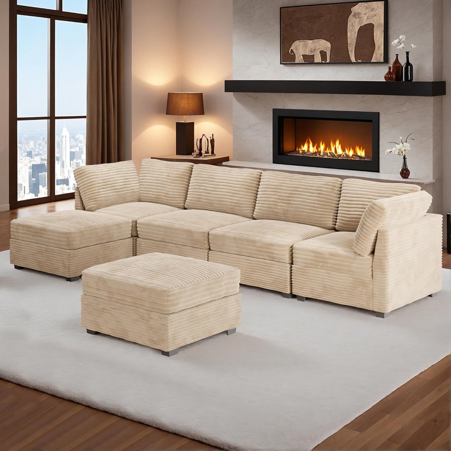 HOOOWOOO Modular Sectional Sofa,6 Pieces Sectional Couches for Living Room,131X66 L Shaped Cloud
