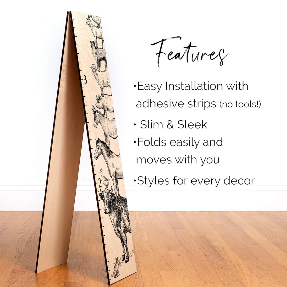 Wooden Growth Chart – Kids Height Chart, Wall Measurement for Kids, Height Chart for Wall, Growth