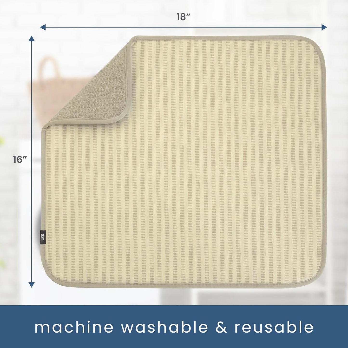 S&T INC. Dish Drying Mat, 16” x 18”, Absorbent Microfiber Kitchen Counter Mat, Dish Drying Pad for