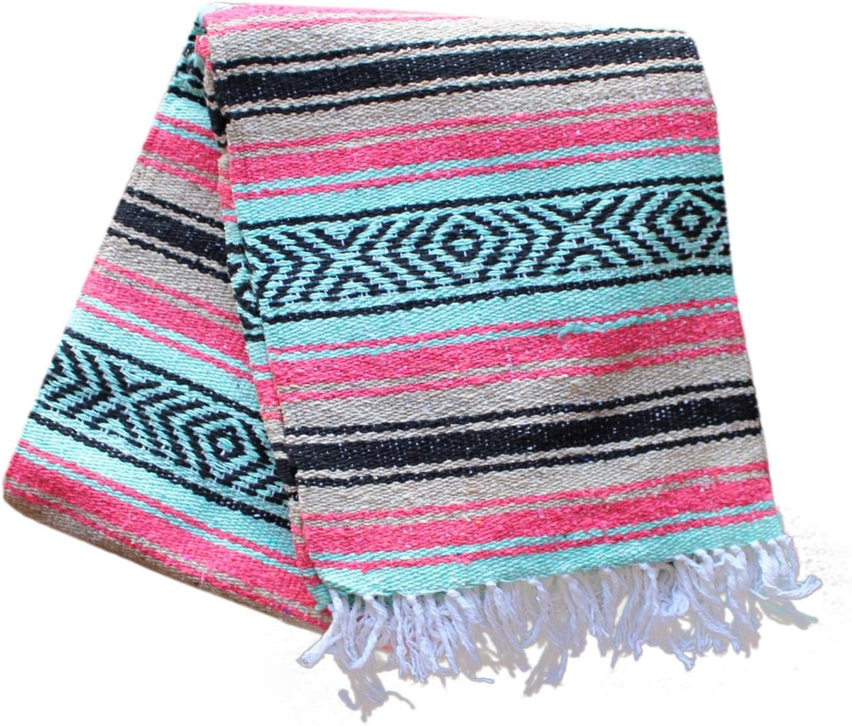 Del Mex Classic Mexican Blanket, Large Authentic Woven Falsa Throw (70"x50"), Artisan Southwest