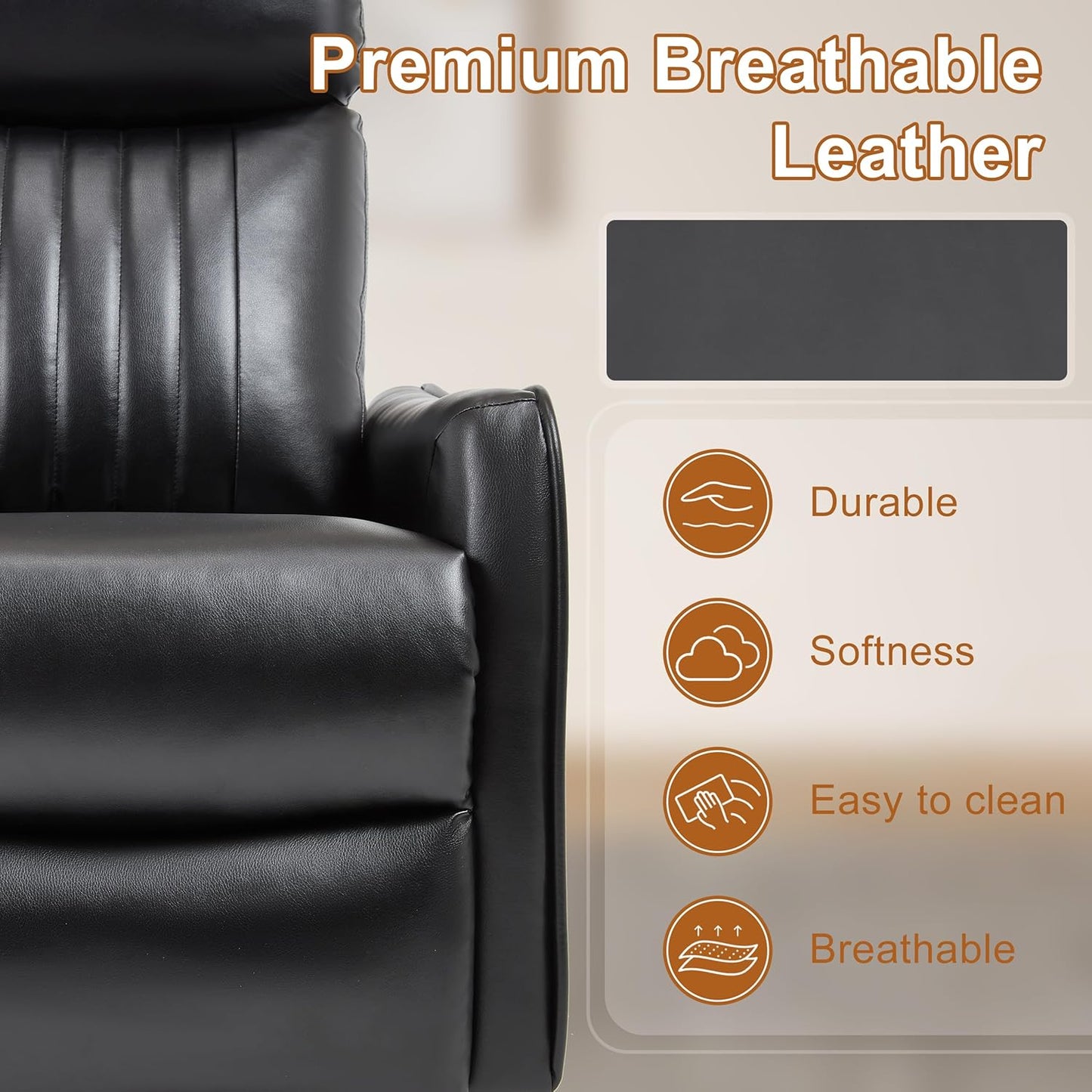 Manual Swivel Rocker Recliner Chair for Adults, Overstuffed Reclining Glider Chair for Nursing with
