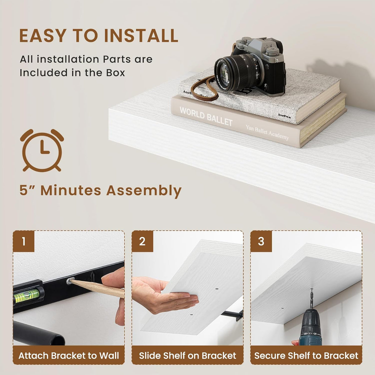 fuqing Floating Shelves for Wall, Bathroom Shelf Wall Mounted for Storage, Shelves with Invisible
