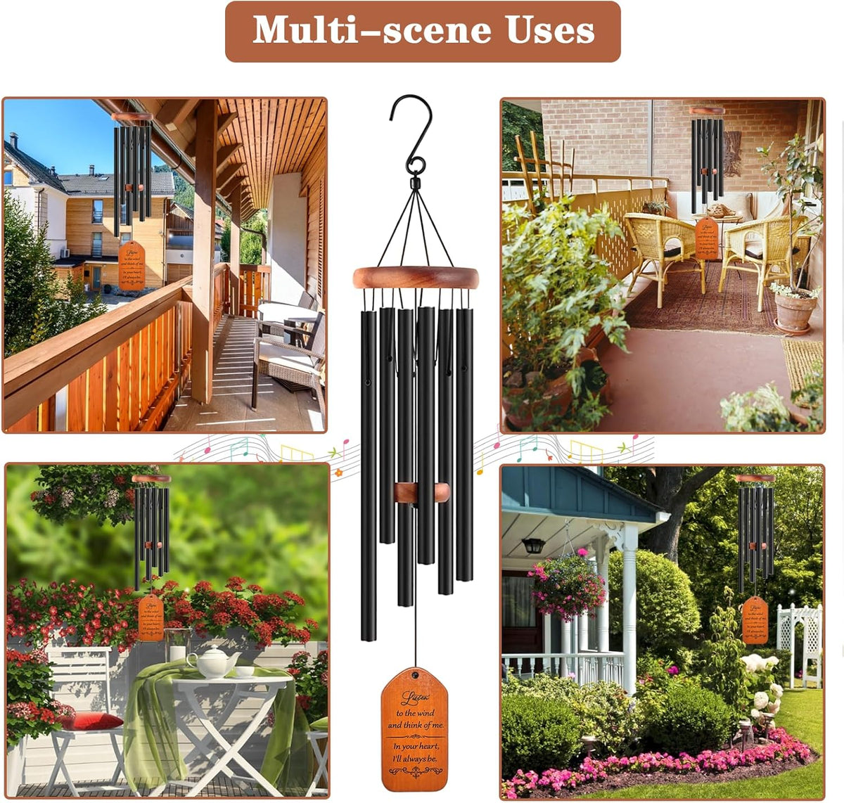 Sympathy Gift Baskets, 30" Wooden Memorial Wind Chimes for Loss of Loved One