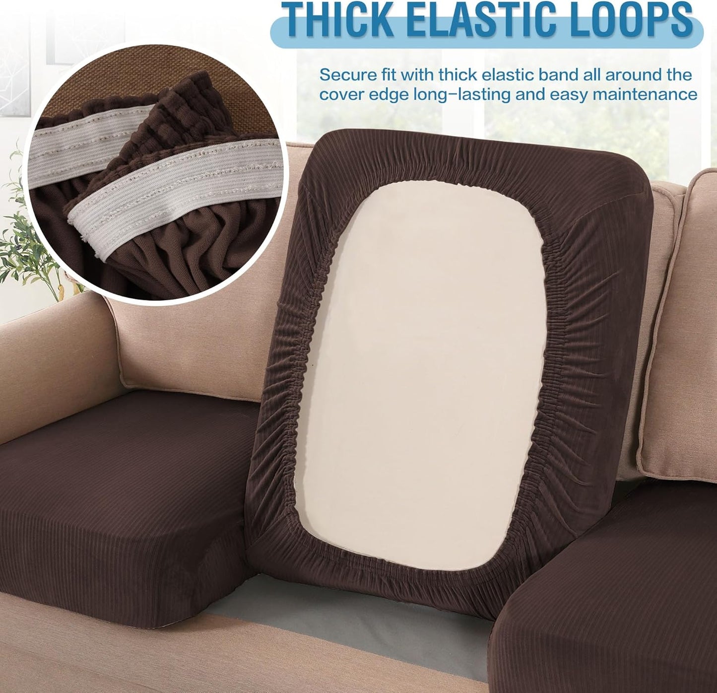 H.VERSAILTEX Velvet Stretch Couch Cushion Cover Plush Cushion Slipcover for Chair Loveseat Sofa
