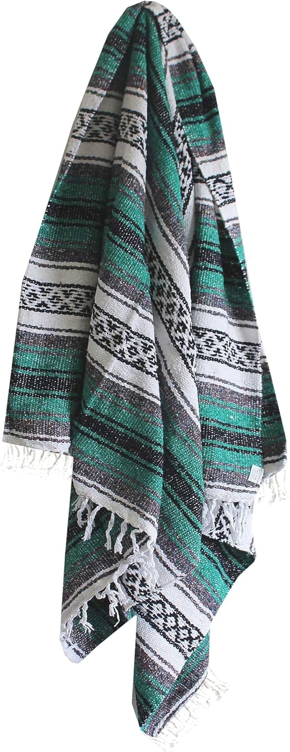 Del Mex Classic Mexican Blanket, Large Authentic Woven Falsa Throw (70"x50"), Artisan Southwest