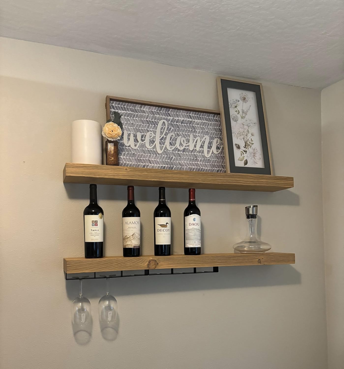 joelsantiques 42 Inch Wooden Floating Shelves for Wall - 42x6x2 in - Made of Natural Wood - Long