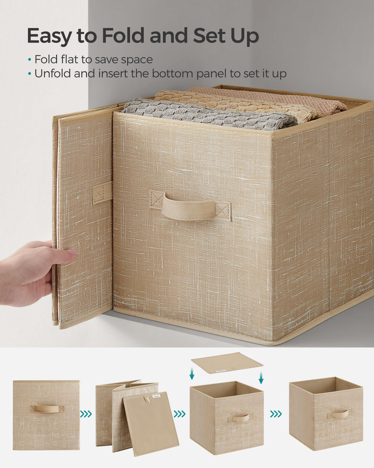 SONGMICS Storage Cubes, Set of 8, 11-Inch Foldable Closet Organizers