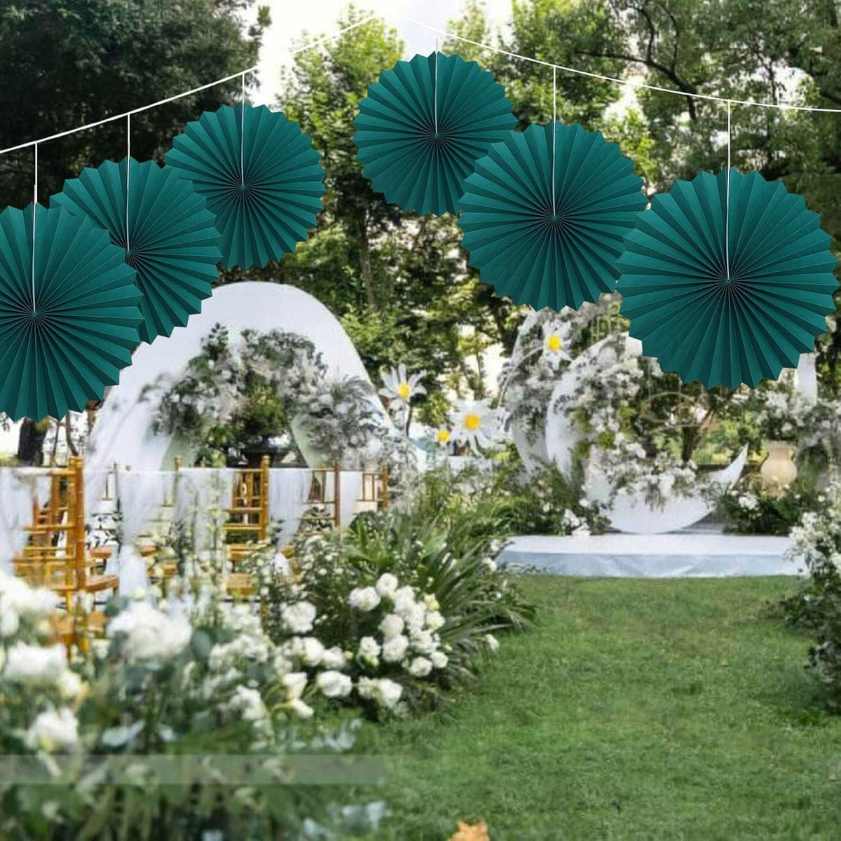 Green Birthday Decorations,DIY Green Paper Fans Hanging Decoration ,Party Supplies Party Fans 16in