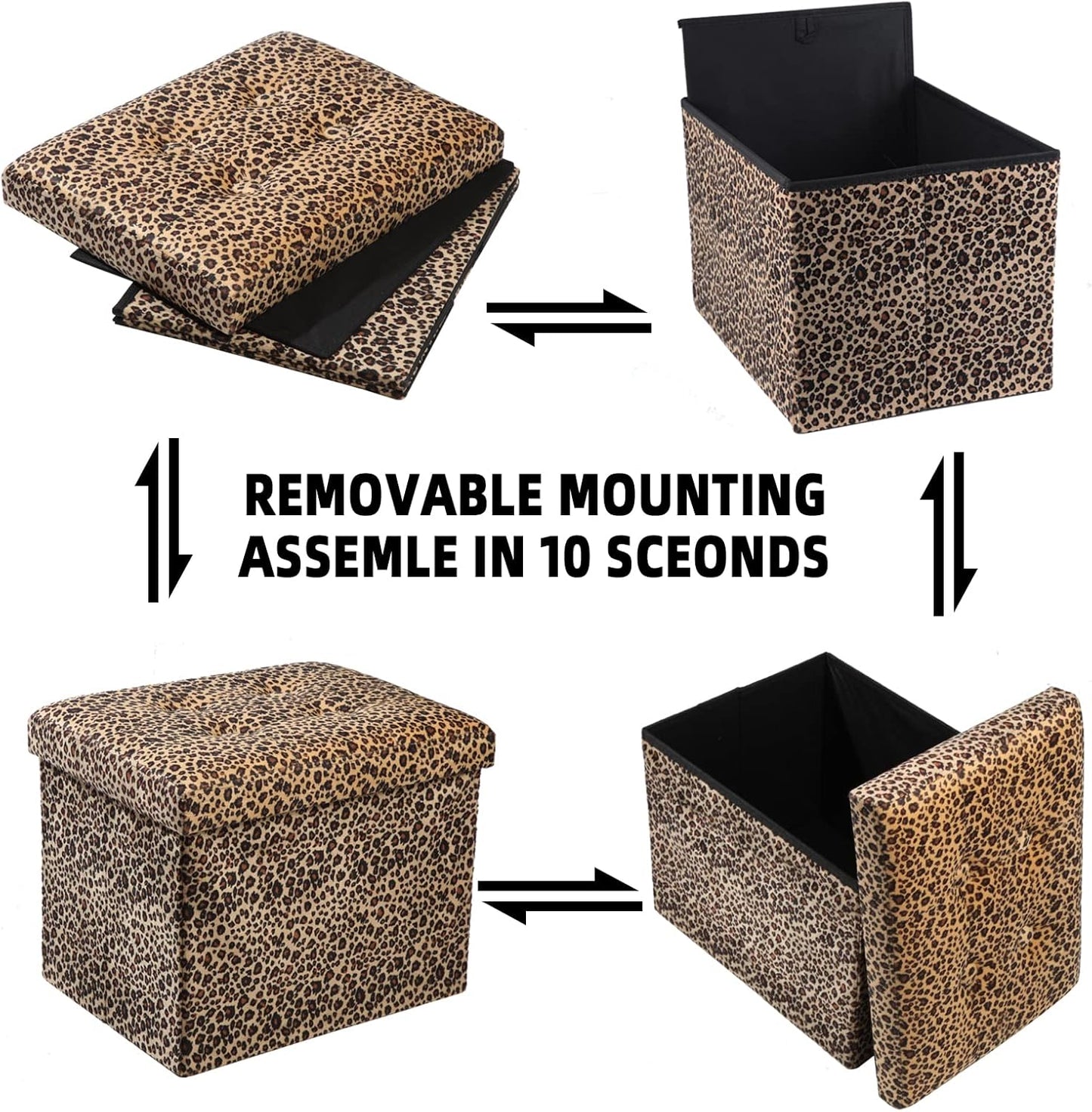 ALASDO Ottoman Storage Ottoman Footrest Stool Small Ottoman with Storage Foldable Ottoman Foot Rest
