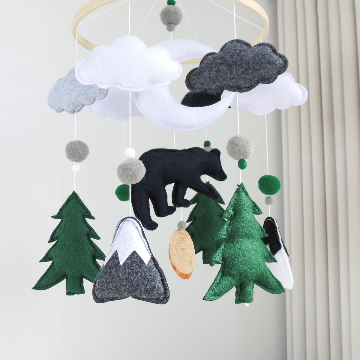 Woodland Mobile for Crib Bear Baby Mobile for Crib Woodland Crib Mobile for Boys Girls Forest Baby