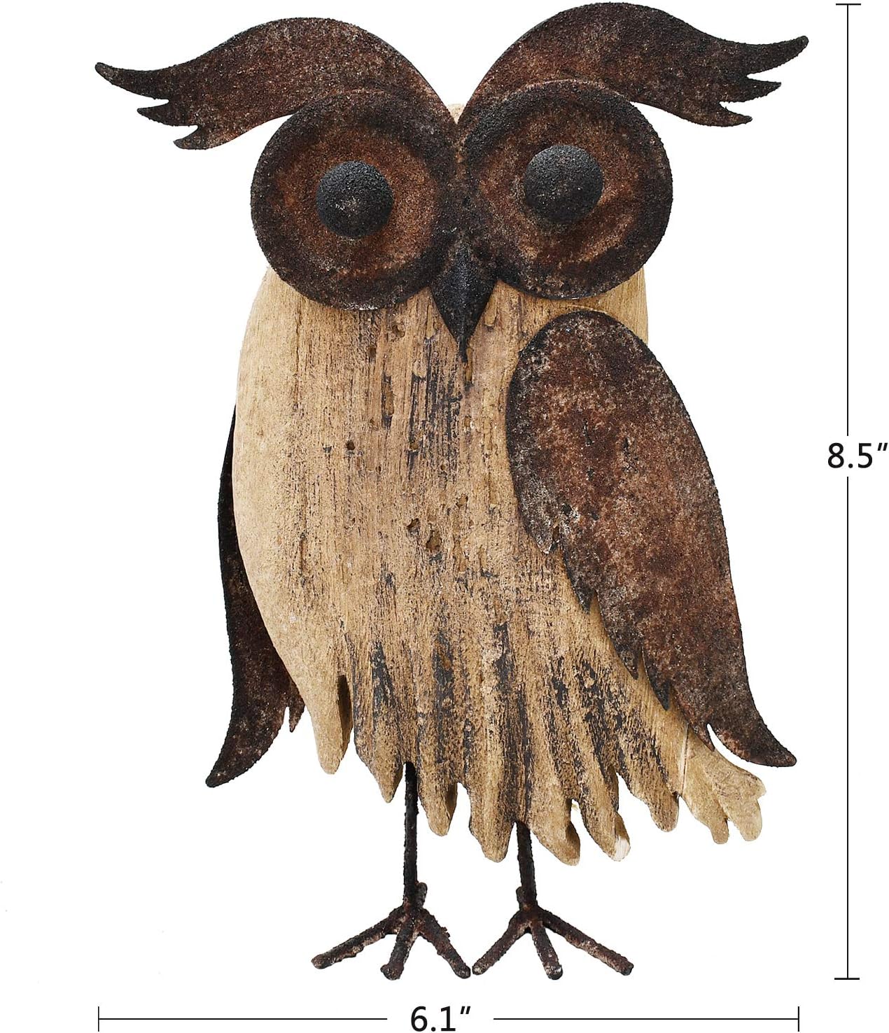 E-view Rustic Owl Figurines Decor Animal Statue for Home-Wooden Stand Owl Sculptures Decorations