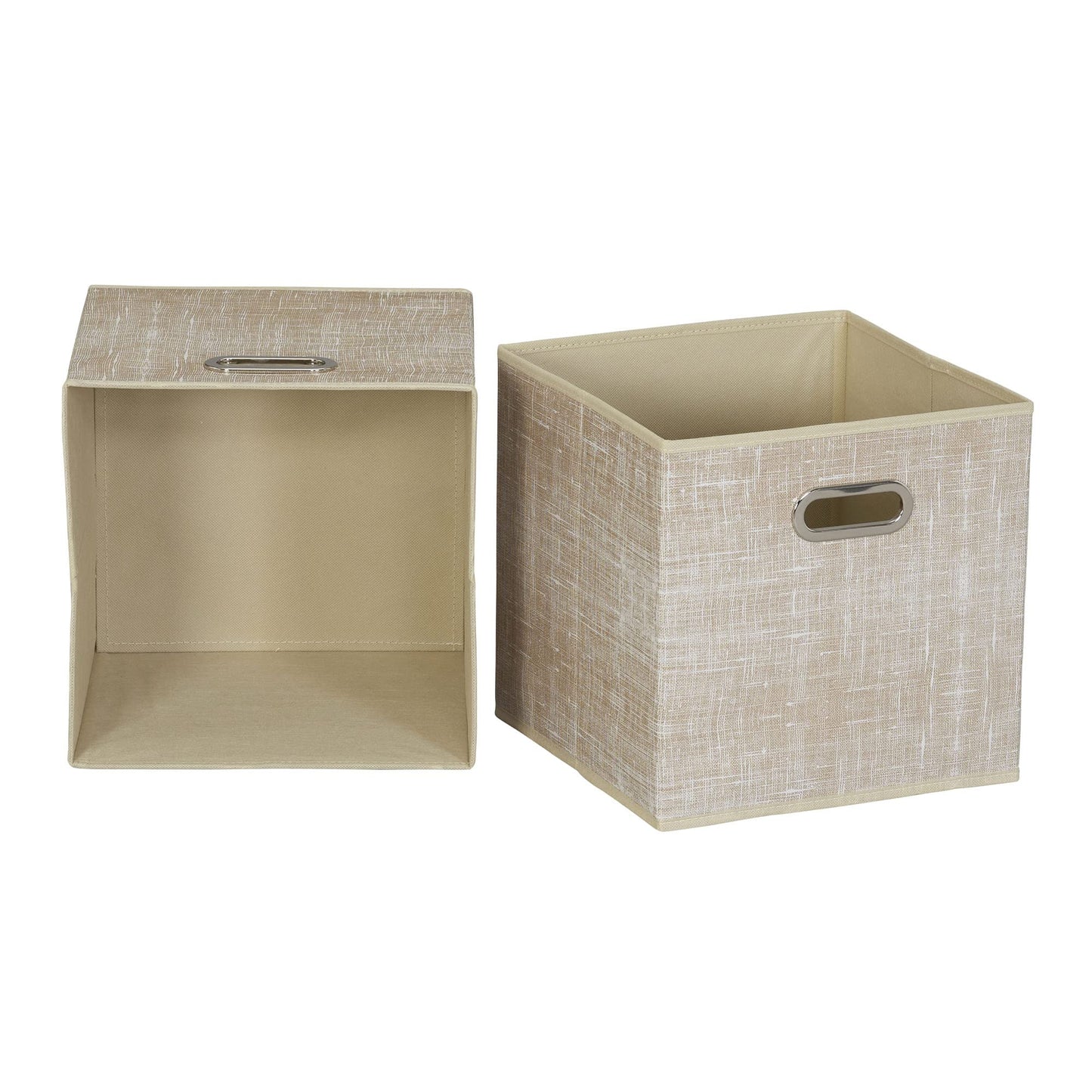 Household Essentials 6 Pack Fabric Storage Bins with Handle, Tan Mix