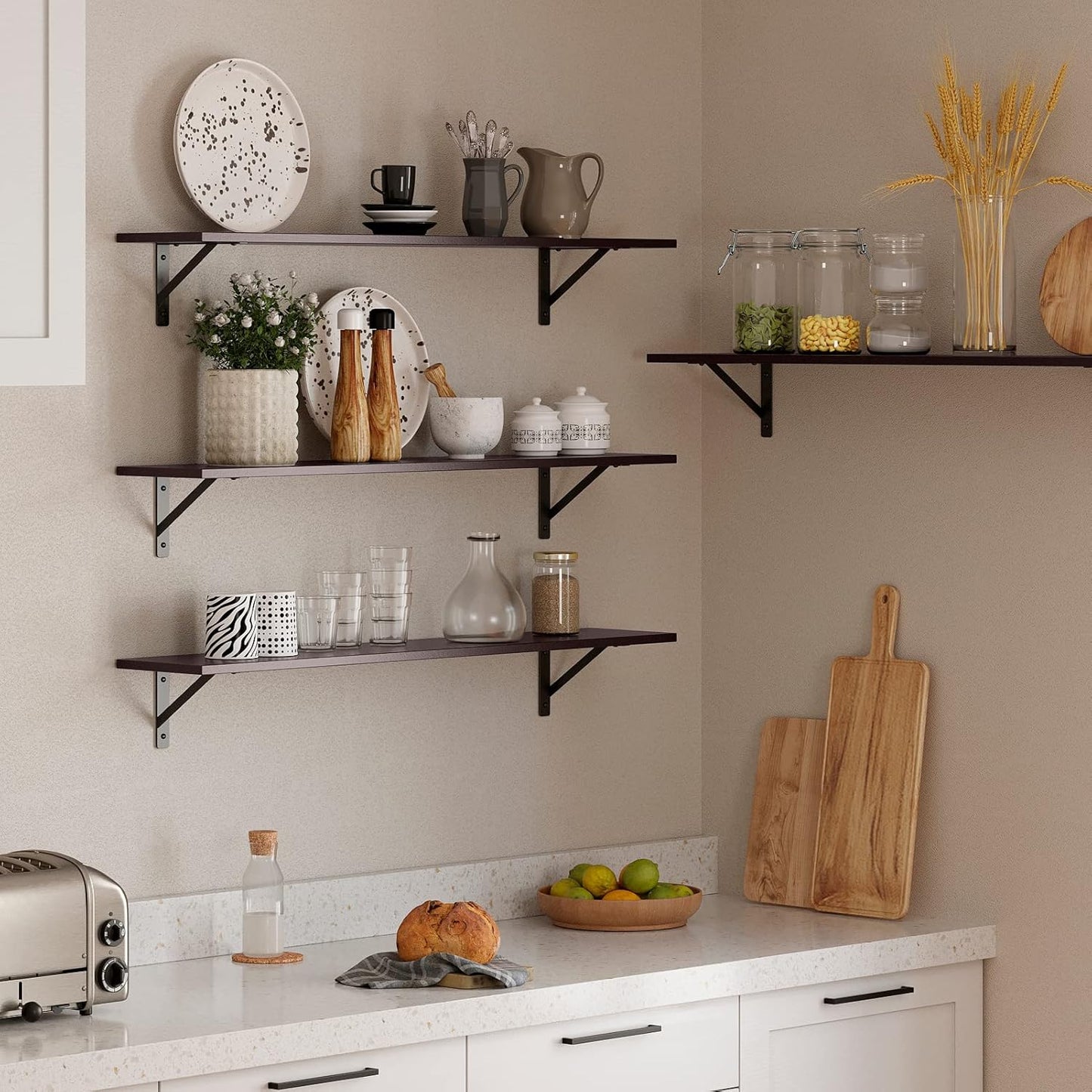 DINZI LVJ Long Wall Shelves, 39.4Inch Wall Mounted Shelves Set of 2, Extra Large Wall Storage