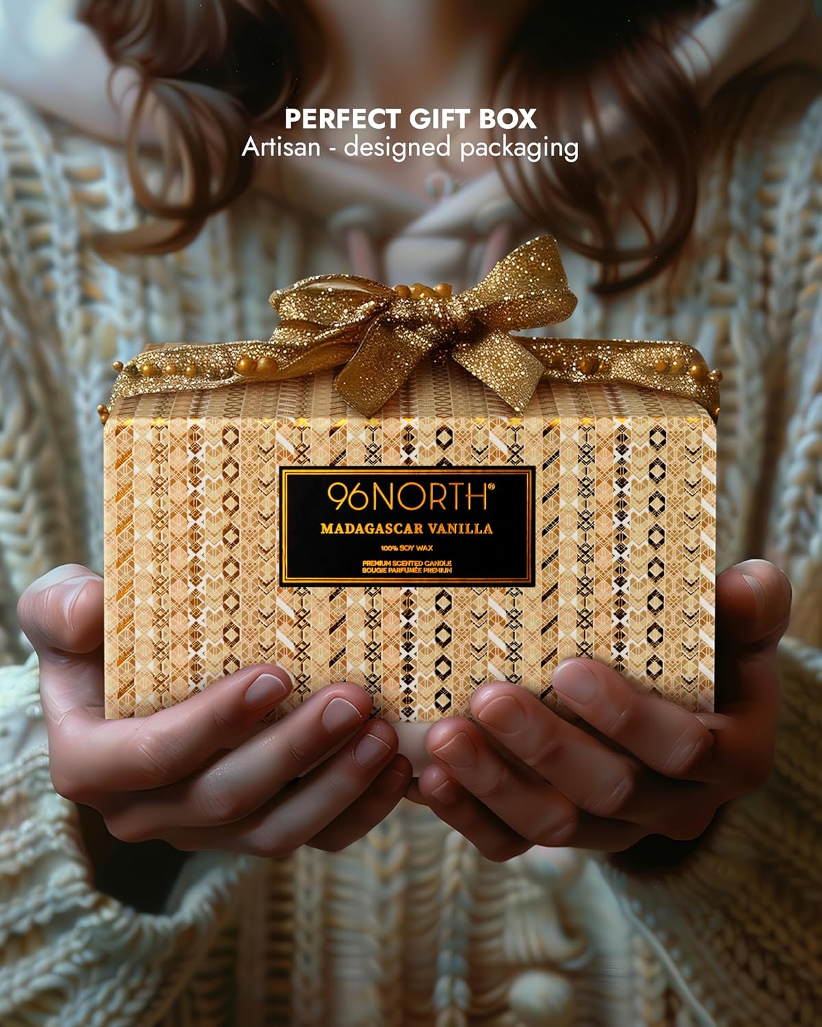 96NORTH Luxury Vanilla Soy Candles | Large 3 Wick Jar Candle | Up to 50 Hours Burning Time | 100%