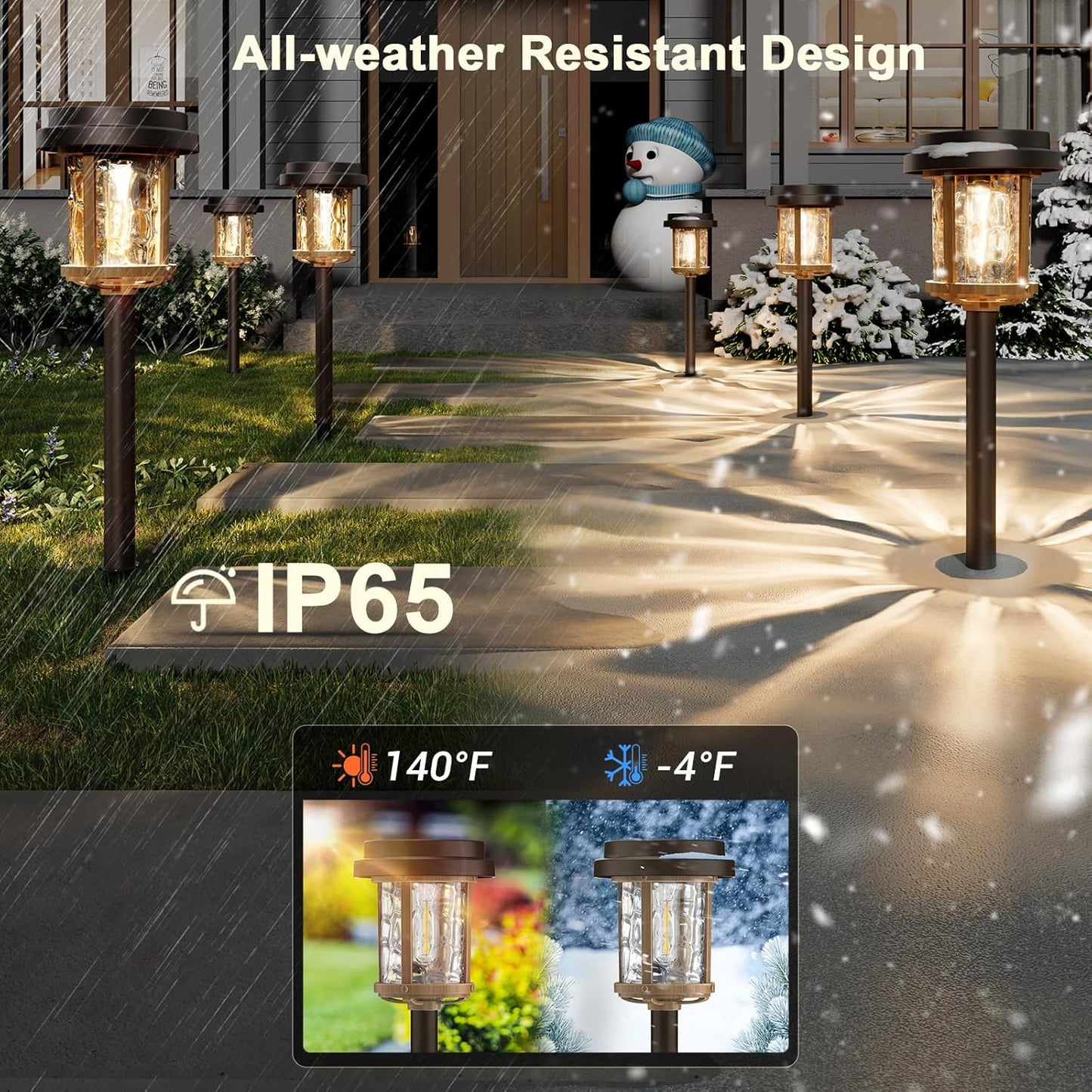 XMCOSY+ Solar Pathway Lights, Dual-Tone Solar Lights Outdoor Waterproof IP65, 20 LM LED Bright