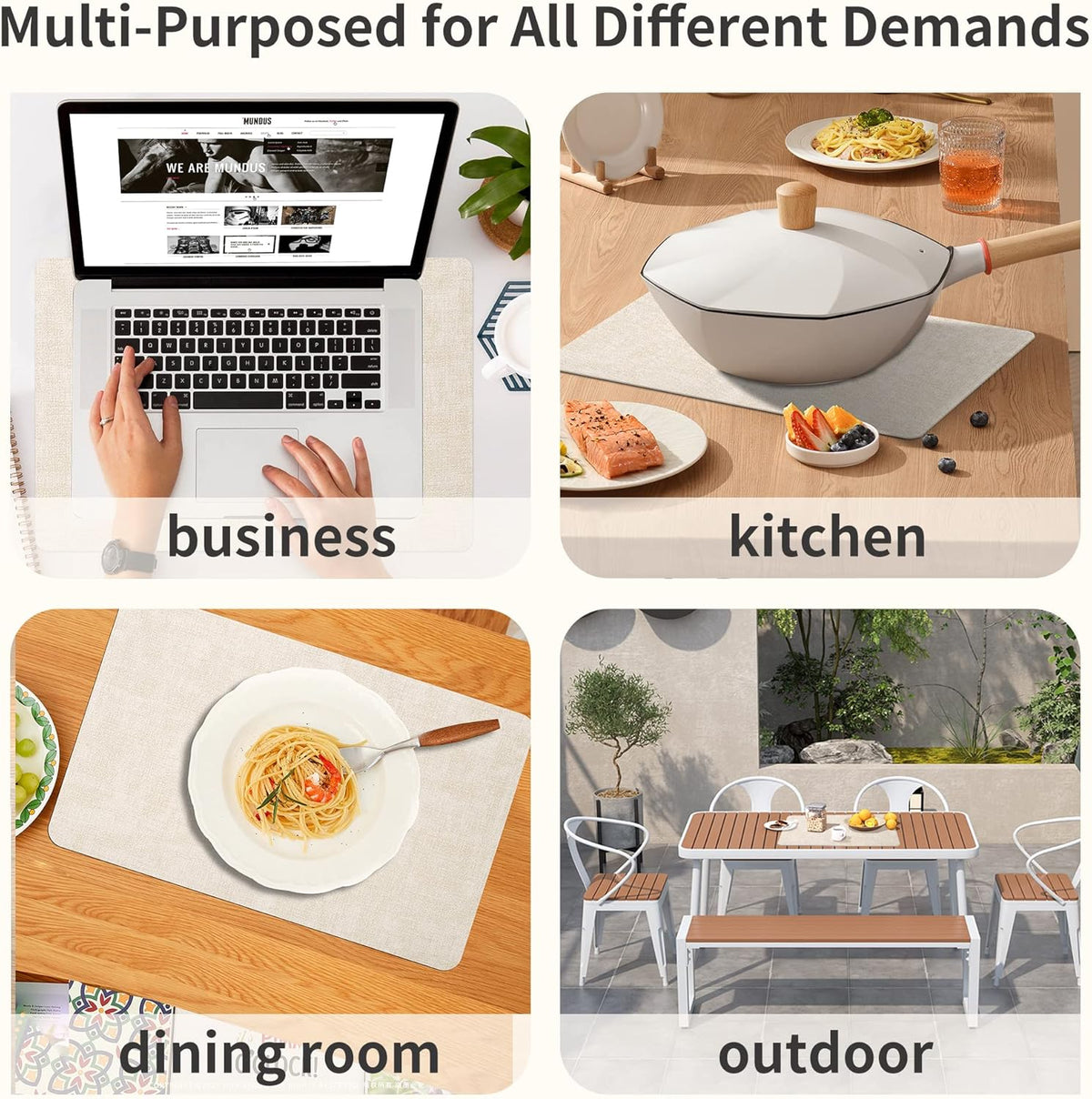 Maxpearl Faux Leather Placemats Set of 4 - Waterproof - Wipe Clean - Heat Resistant - Anti Slip