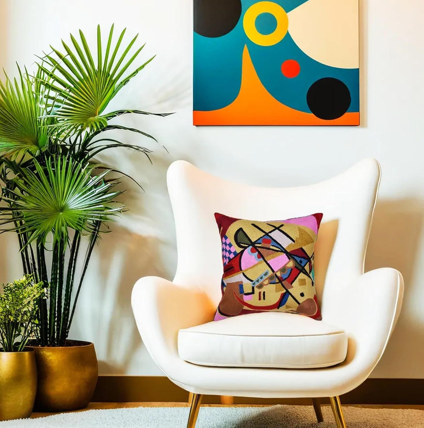 Kandinsky Modern Couch Pillow Cover - Yellow Gold | Abstract, Contemporary, Outdoor, Mid Century