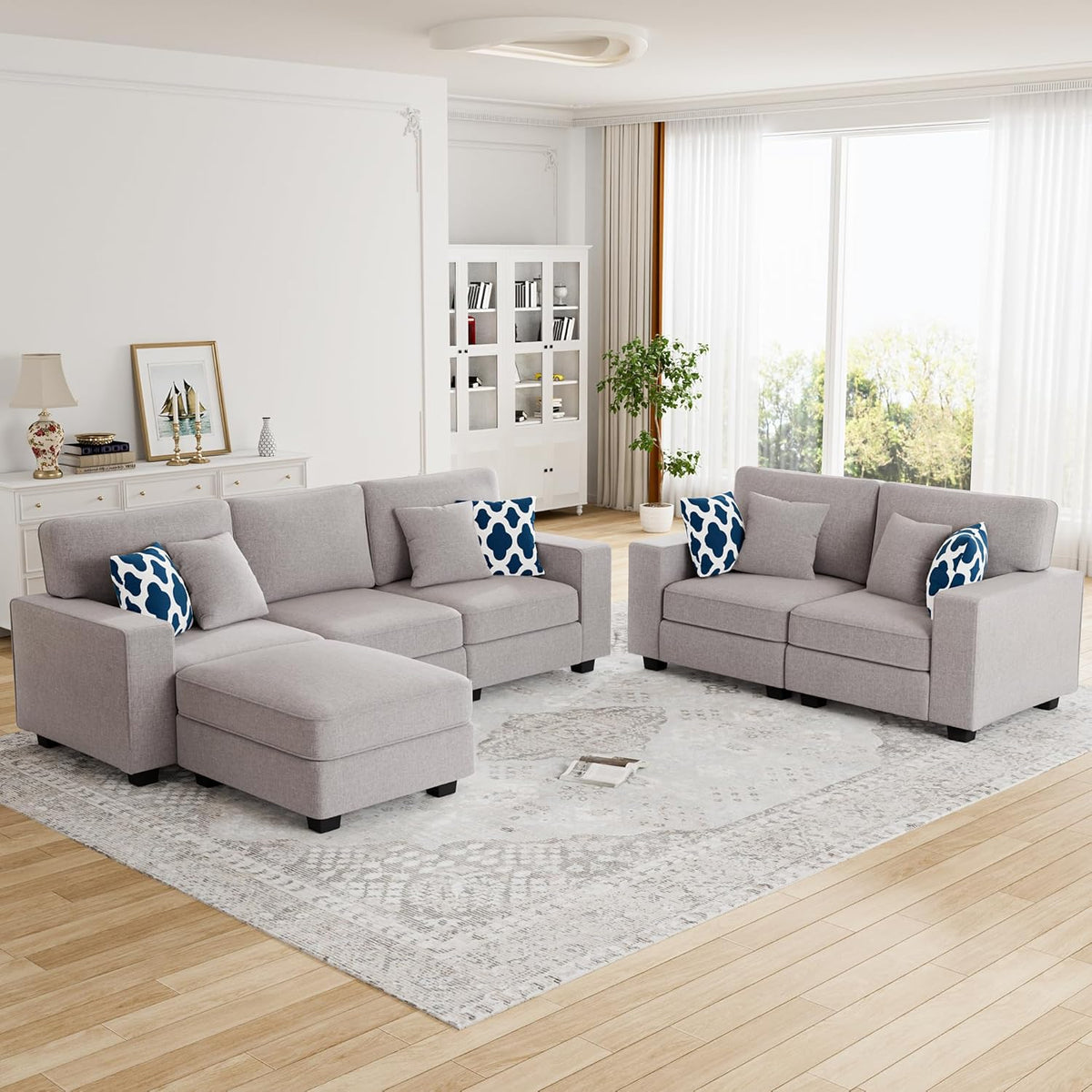 L Lengend Vansen Modular Sectional Sofa U Shaped Couch with Ottoman Modern Reversible Corner