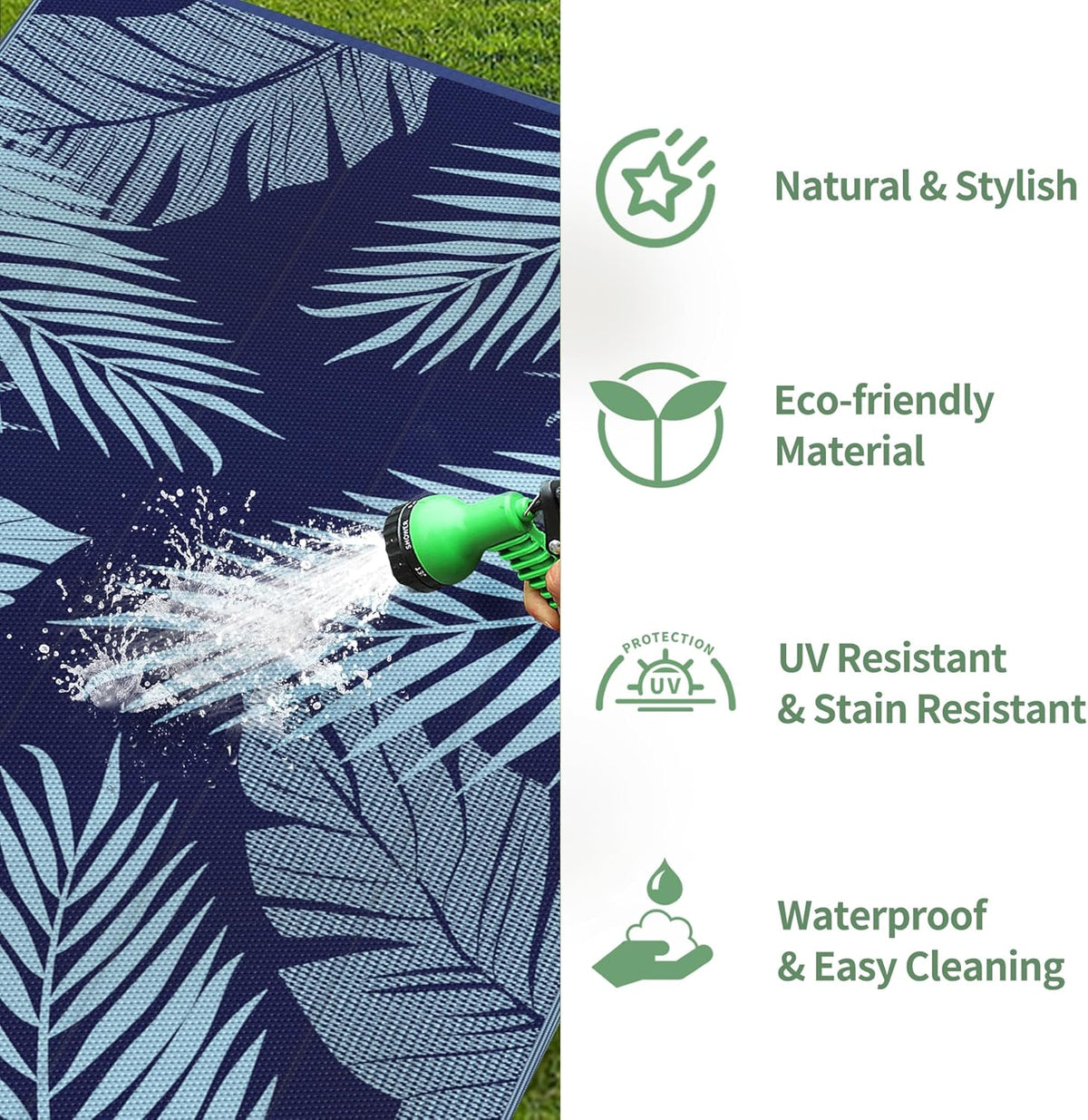 GENIMO Outdoor Rug 5' x 8' Waterproof for Patios Clearance, Reversible Outdoor Plastic Straw