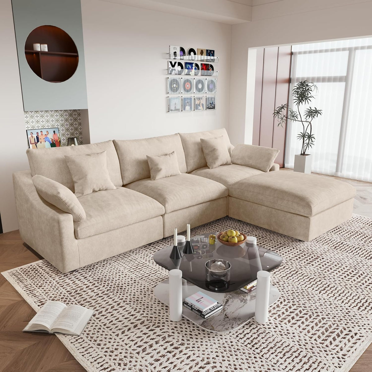 JACH L-Shaped Sectional Couches for Living Room, Cloud Sectional Couch with Deep Seat, Modular