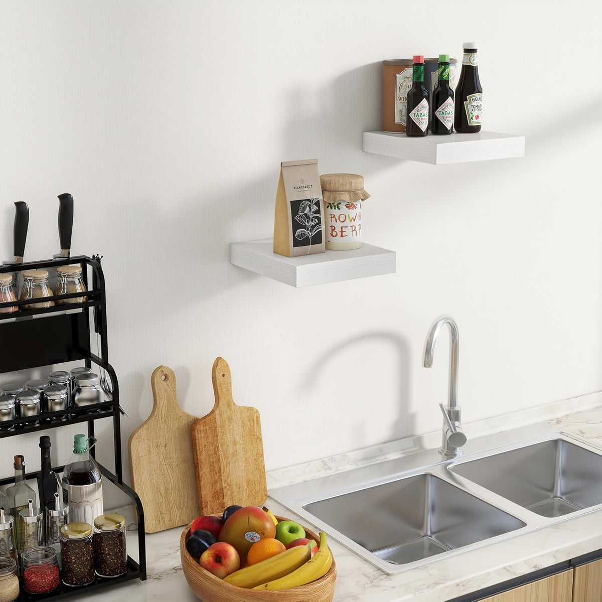 Fun Memories Floating Shelves for Wall 10 Inch, 10 Inch Deep Square Wall Shelves, Bathroom Storage