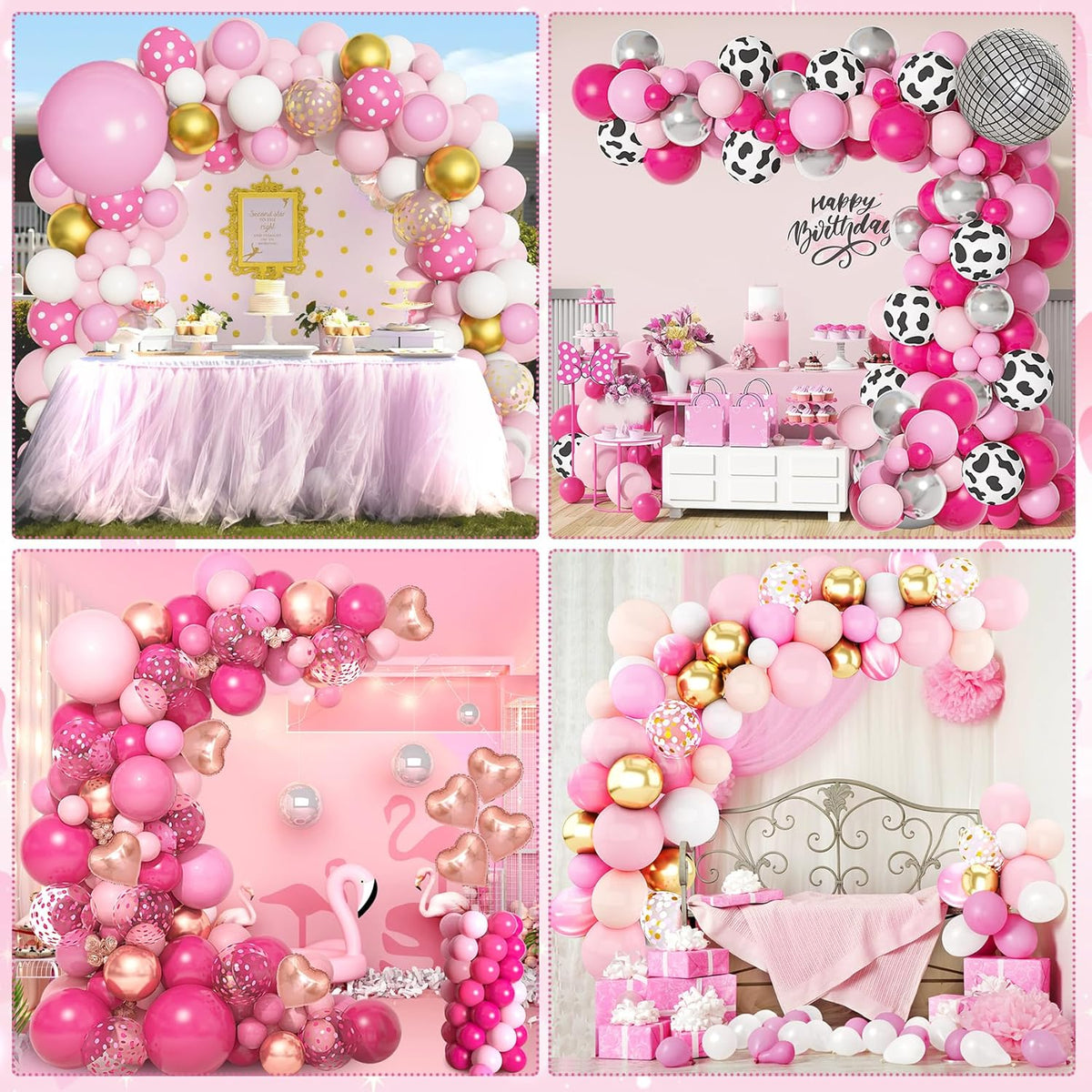 Amandir 153pcs Pink Balloon Garland Arch Kit, Different Sizes 18 12 10 5 inch Hot Pink Latex
