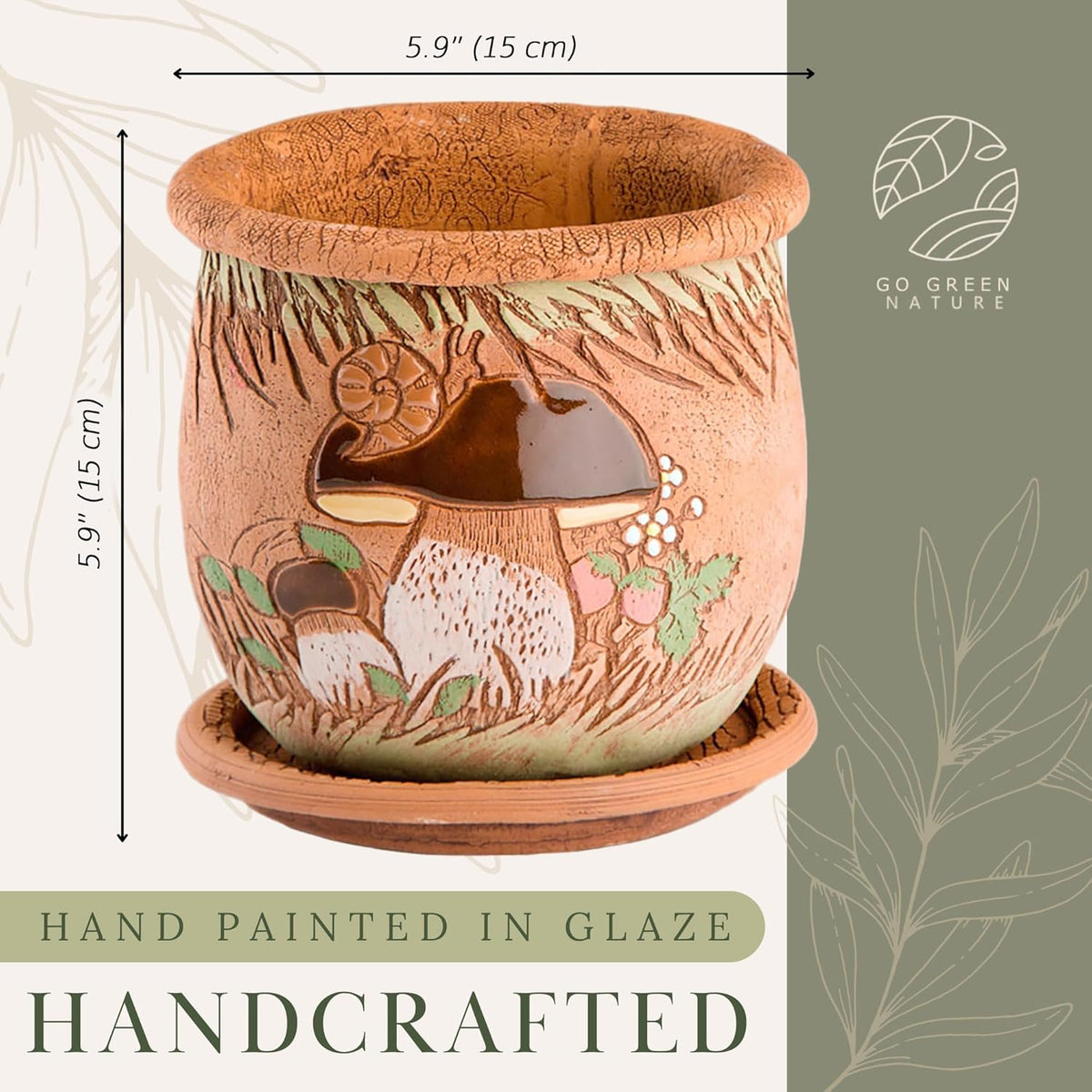 Ceramic Pot with Drainage Hole and Saucer, Plant Pots, Modern Decorative Planters for House Plants