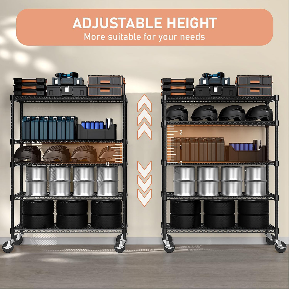 Garage Shelving 5 Tier Industrial Metal Shelving Units for Commercial, Basement, Pantry, Warehouse