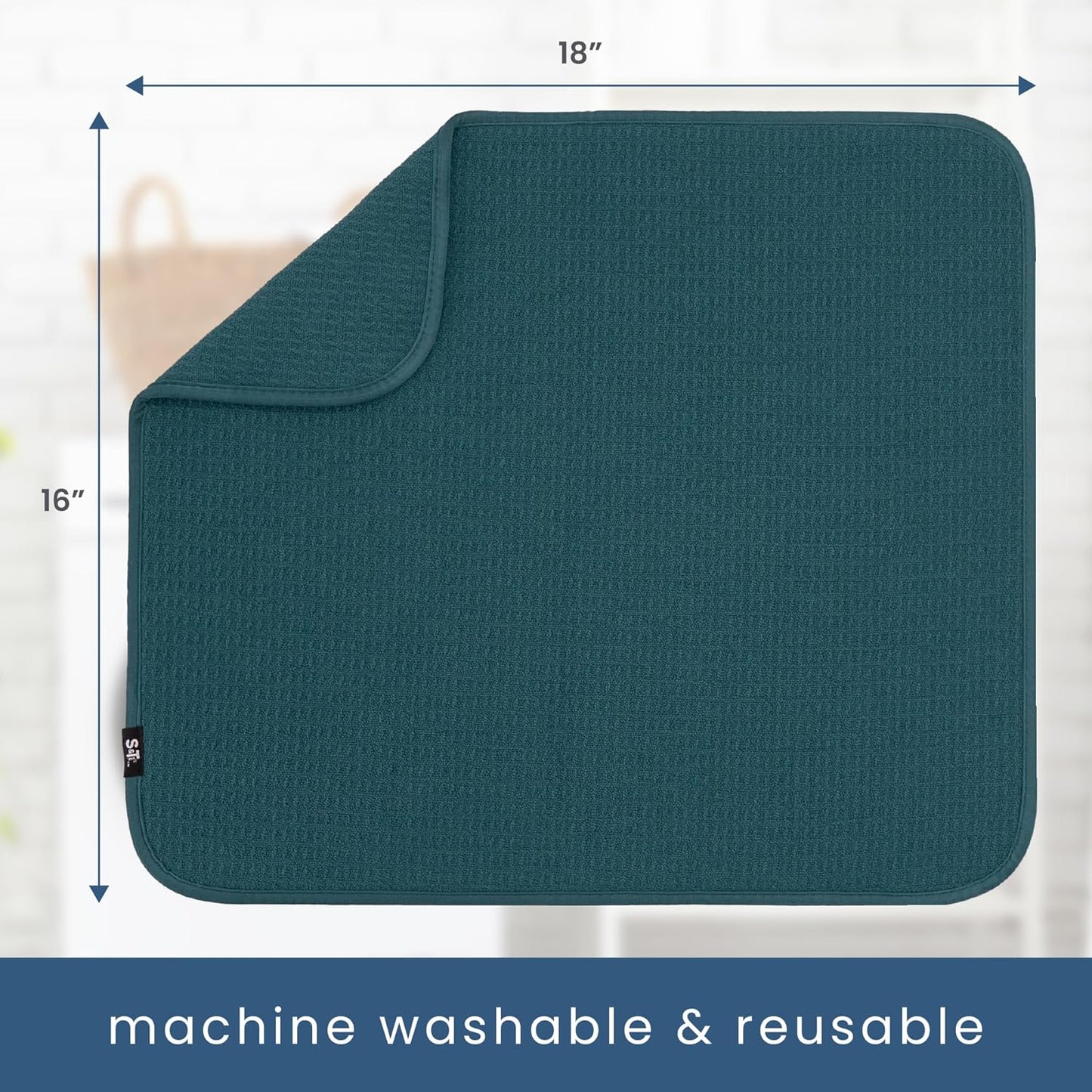 S&T INC. Dish Drying Mat, 16” x 18”, Absorbent Microfiber Kitchen Counter Mat, Dish Drying Pad for