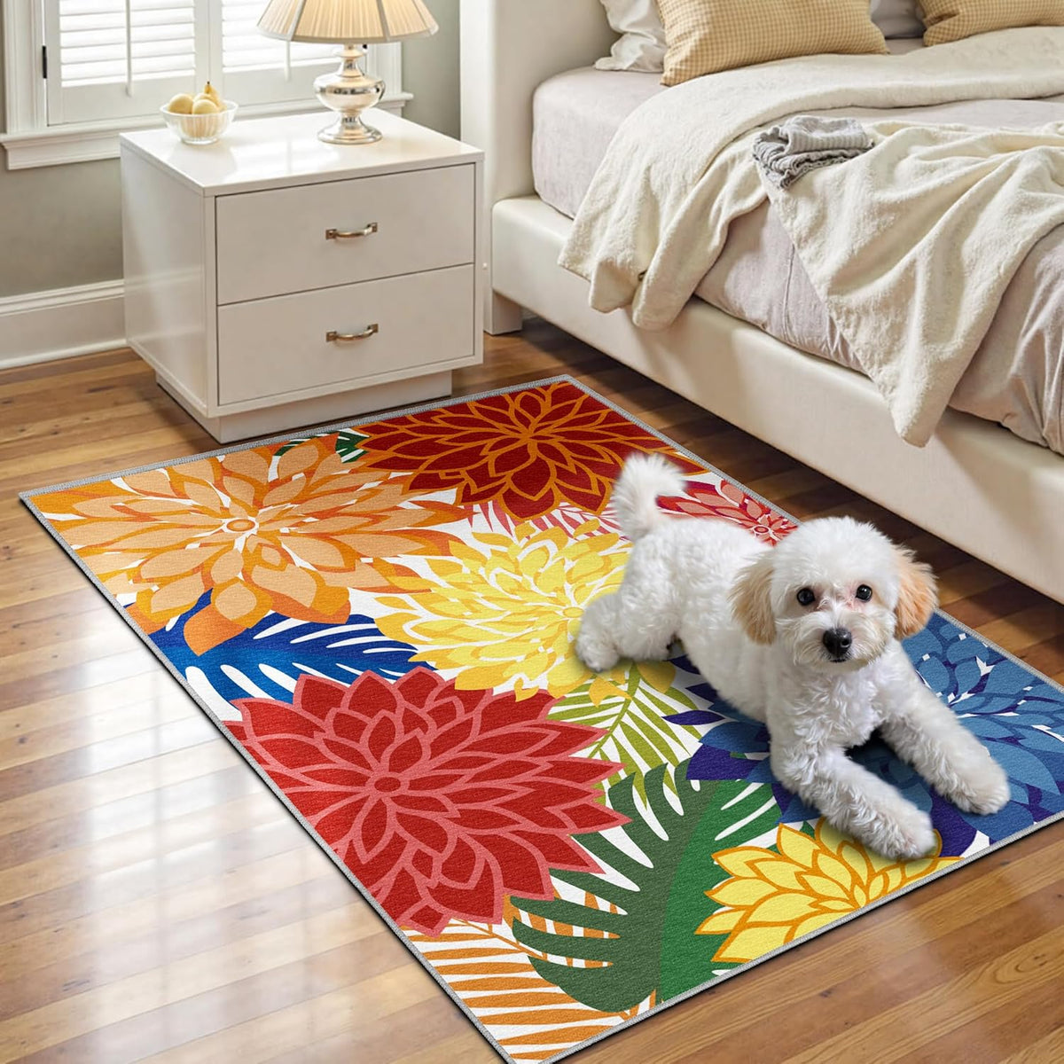 Area Rug 2x3 Washable Entry Small Rug Multicolored Tropical Botanical Modern Floral Indoor Kitchen