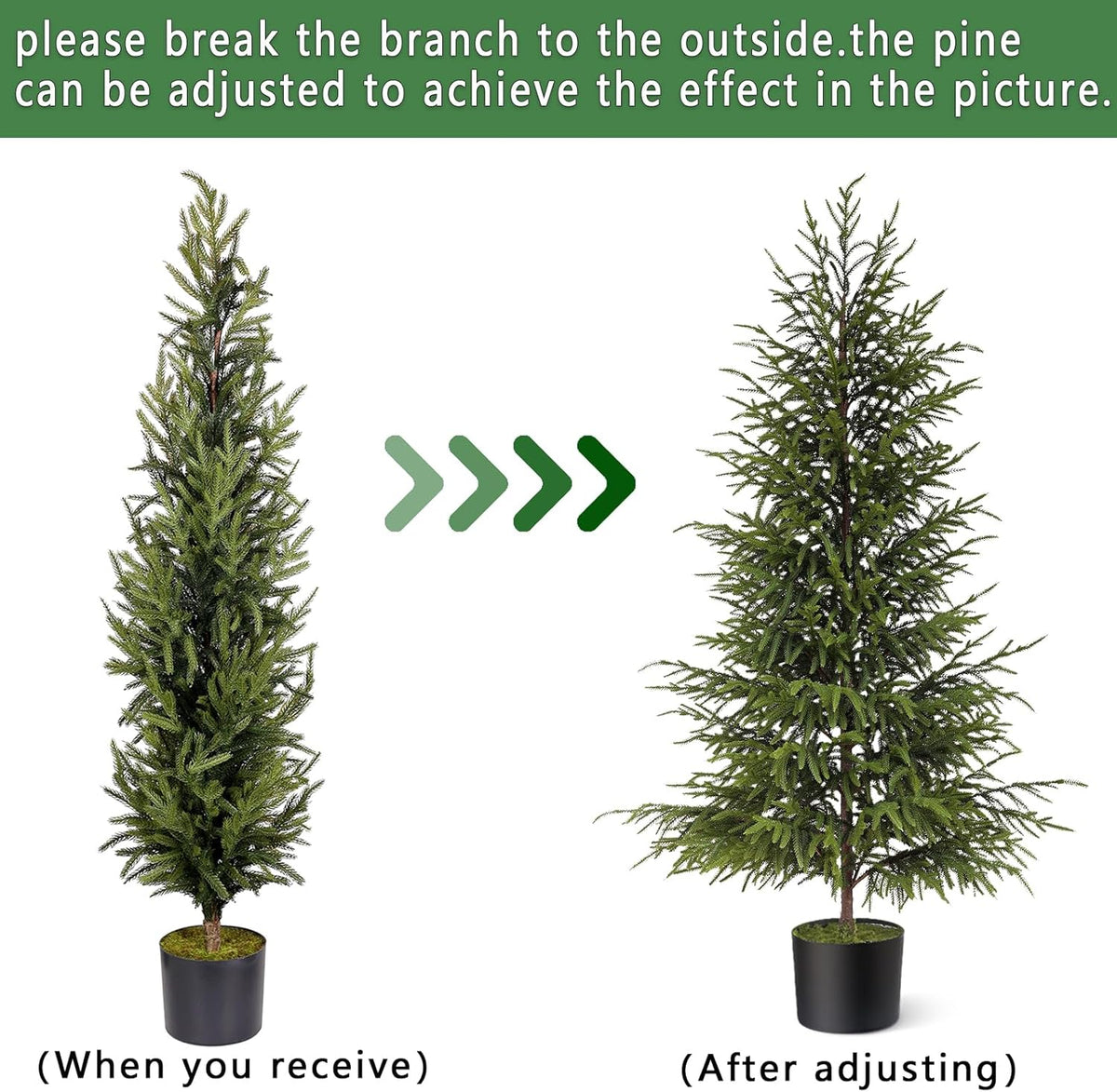 4ft Christmas Norfolk Pine Tree Artificial Christmas Tree Faux Potted Plants for Front Porch