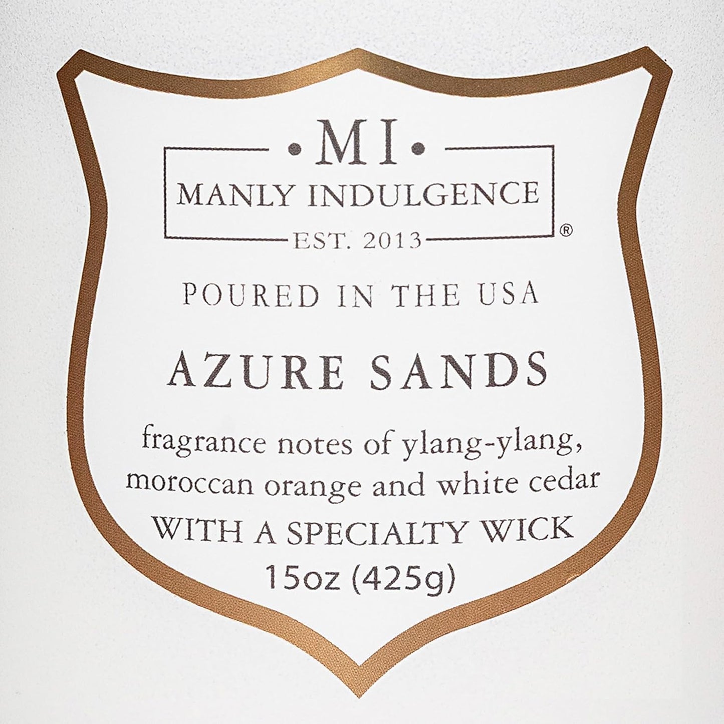 Manly Indulgence Azure Sands Scented Candles for Men, 15 oz Wooden Wick, Premium Soy Blend Wax, 60H