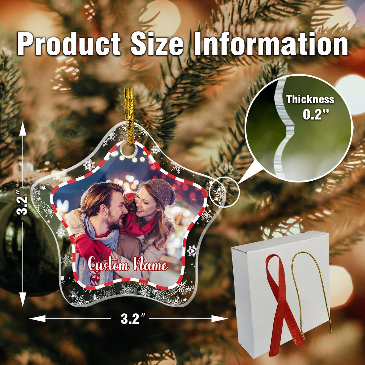 Personalized Christmas Ornaments, Crystal Custom Hanging Ornaments, Decorative Photo Hanging Glass