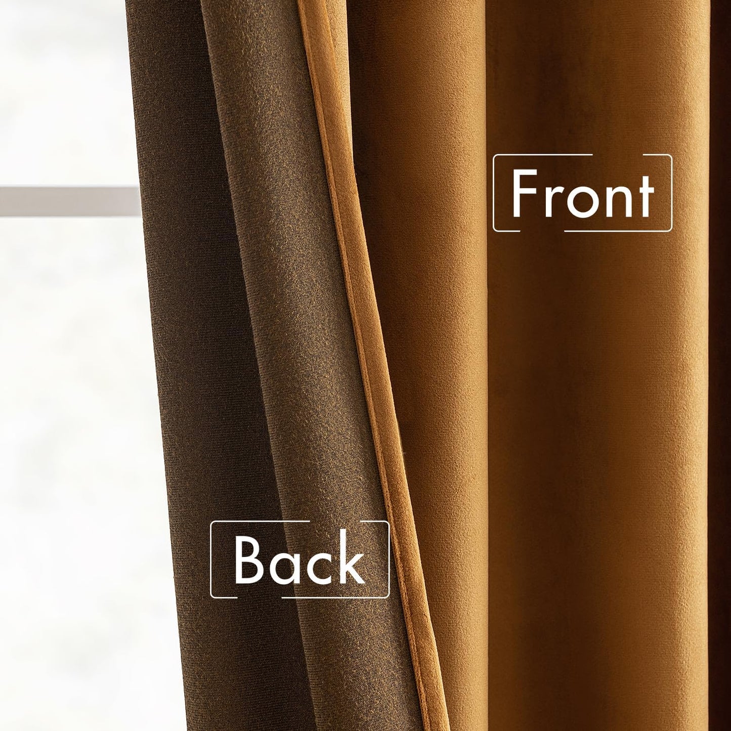 MIULEE Gold Brown Velvet Curtains 108 inches Long 2 Panels - Luxury Pinch Pleated Room Darkening