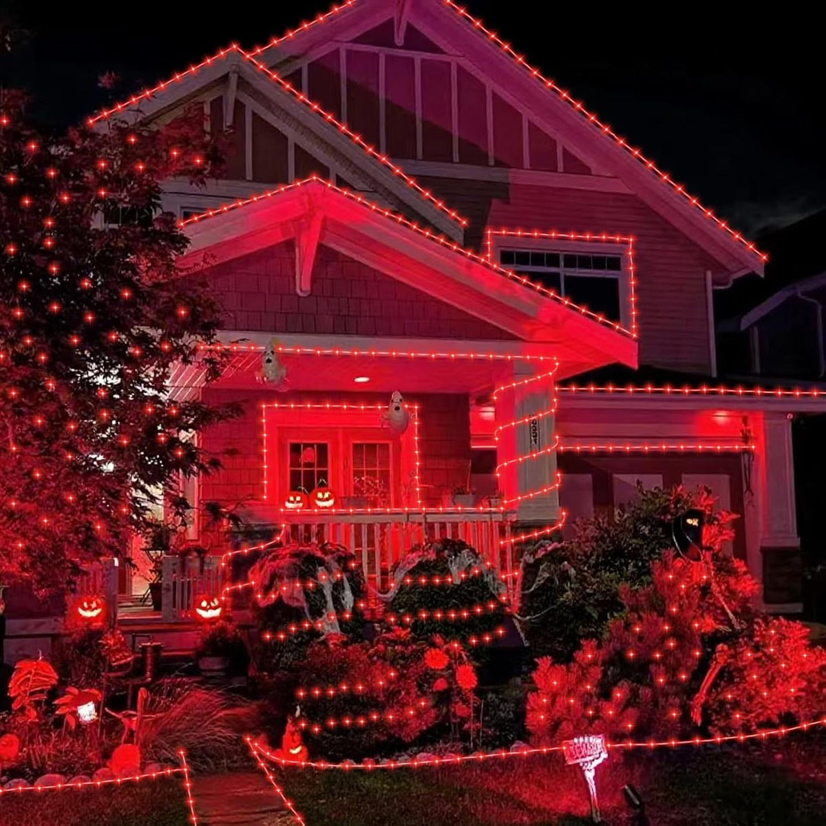 YEGUO 2 Packs Each 33ft 100 LED Solar Rope Lights Outdoor Waterproof, Red String Lights for
