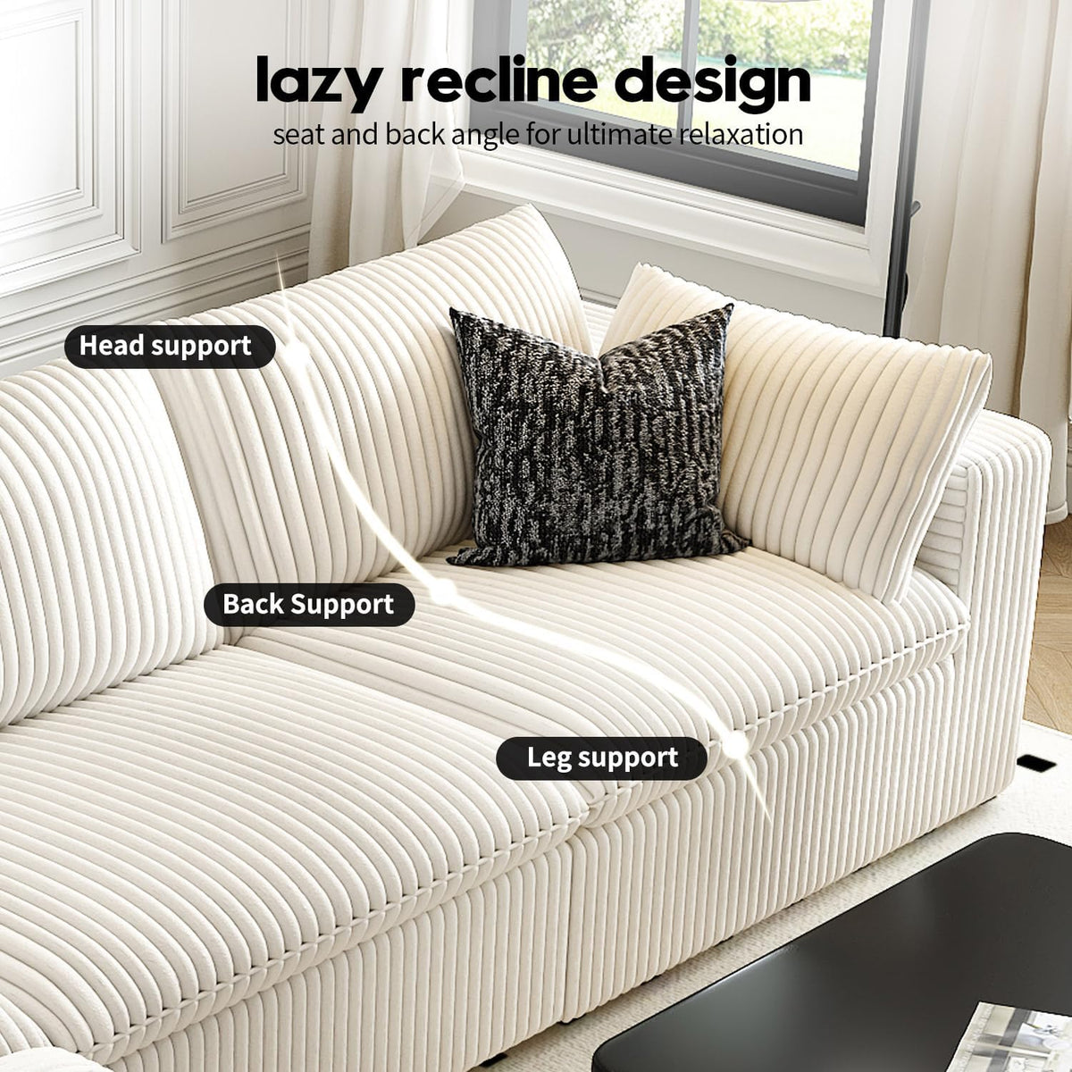 118" Cloud Couch Modular Sectional Sofa for Living Room,Modern Sofa with Deep Seat,3 Seater