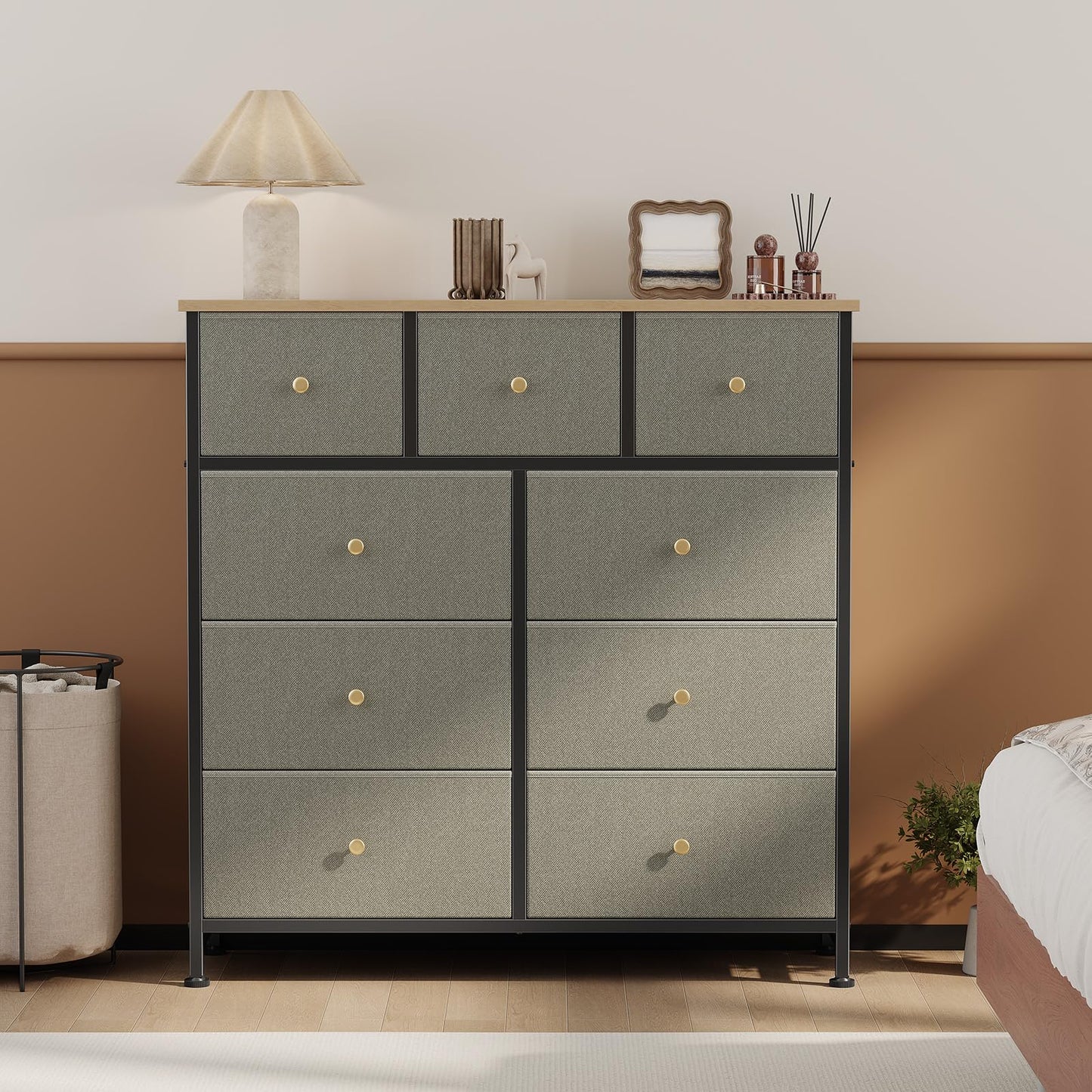 DUMOS 9 Drawer Dresser for Bedroom, Storage Organizer Chest of Drawers