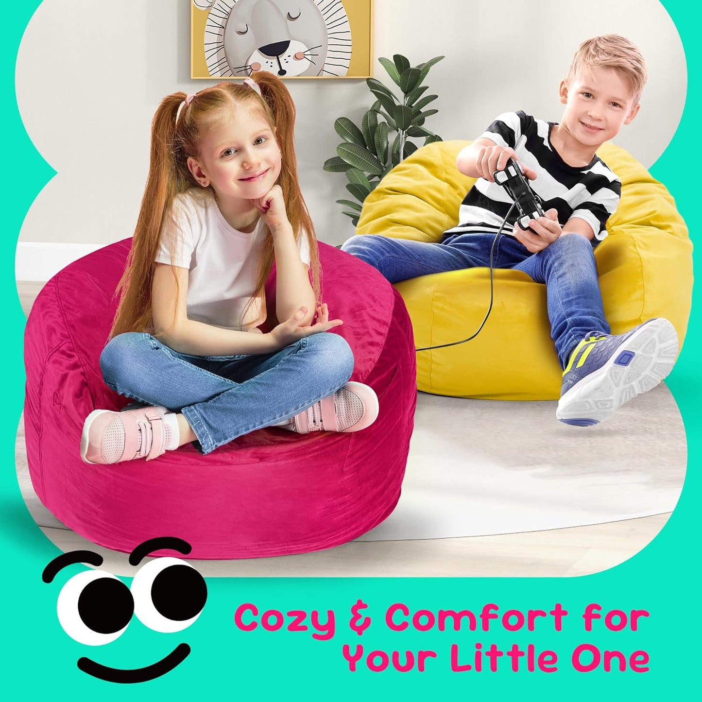 Hobestluk Bean Bag Chairs 2.5FT Bean Bag Chair with Memory Foam Filled & Machine Washable
