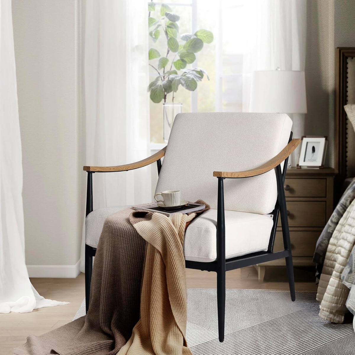 Modern Accent Chair for Living Room Bedroom Mid Century Arm Chair Upholstered Office Accent Chair