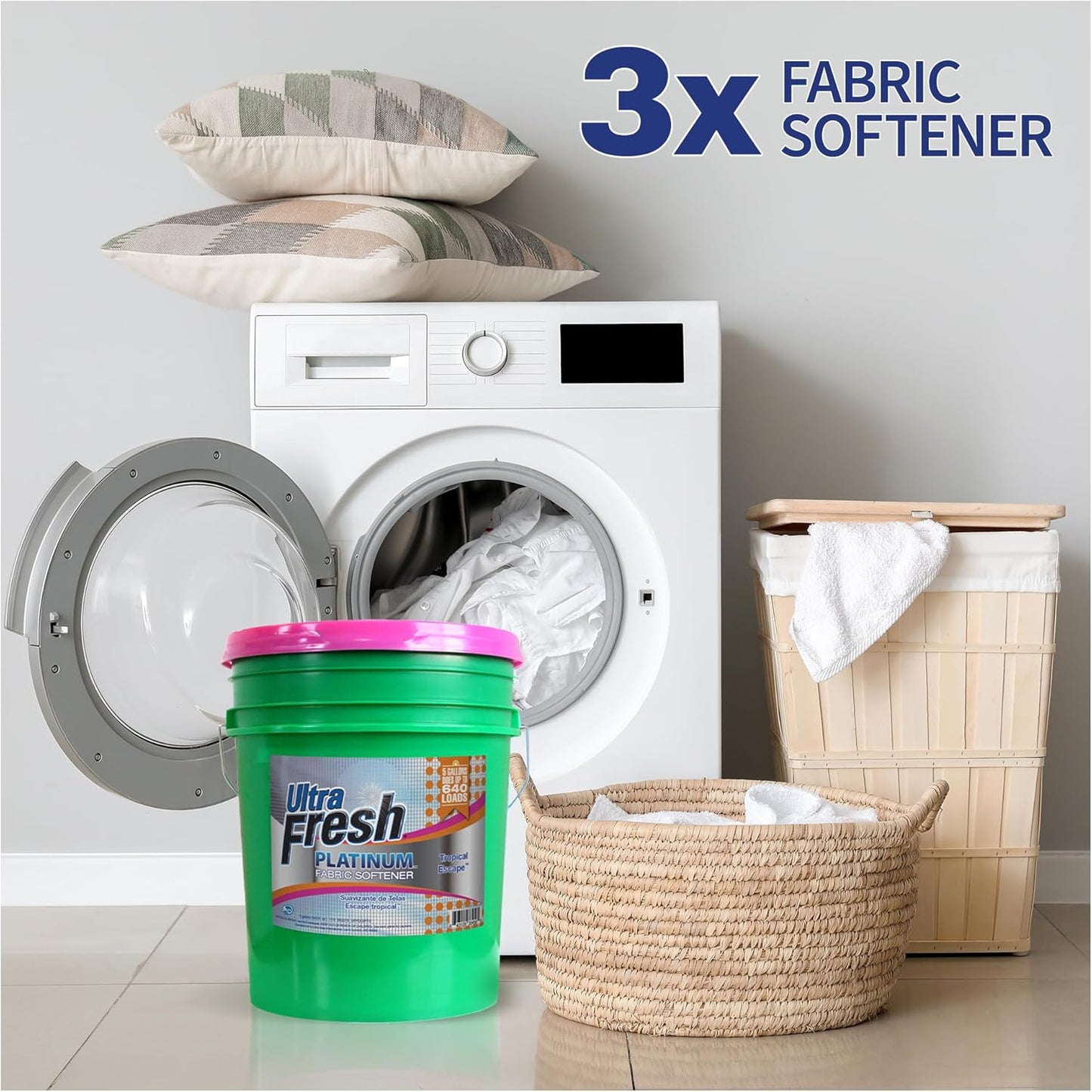 Ultra Fresh 5 Gallon Platinum Fabric Softener for All Machine Types, Liquid Laundry Softener, Up to