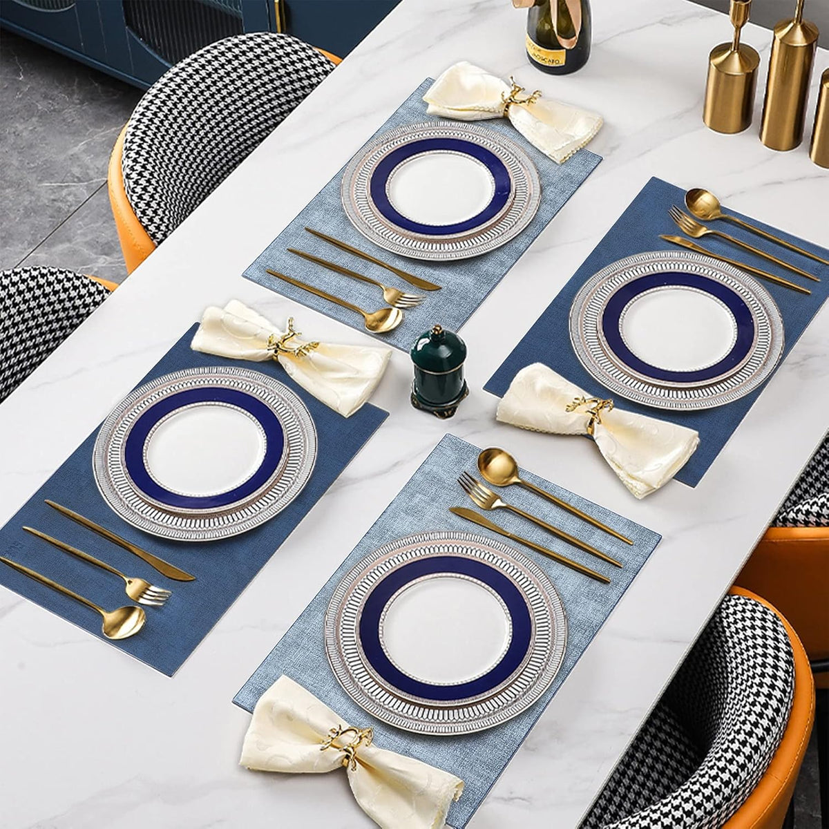 SUEH DESIGN Leather Placemats Set of 6 Reversible Table Mats Heat Resistant Waterproof No-Slip