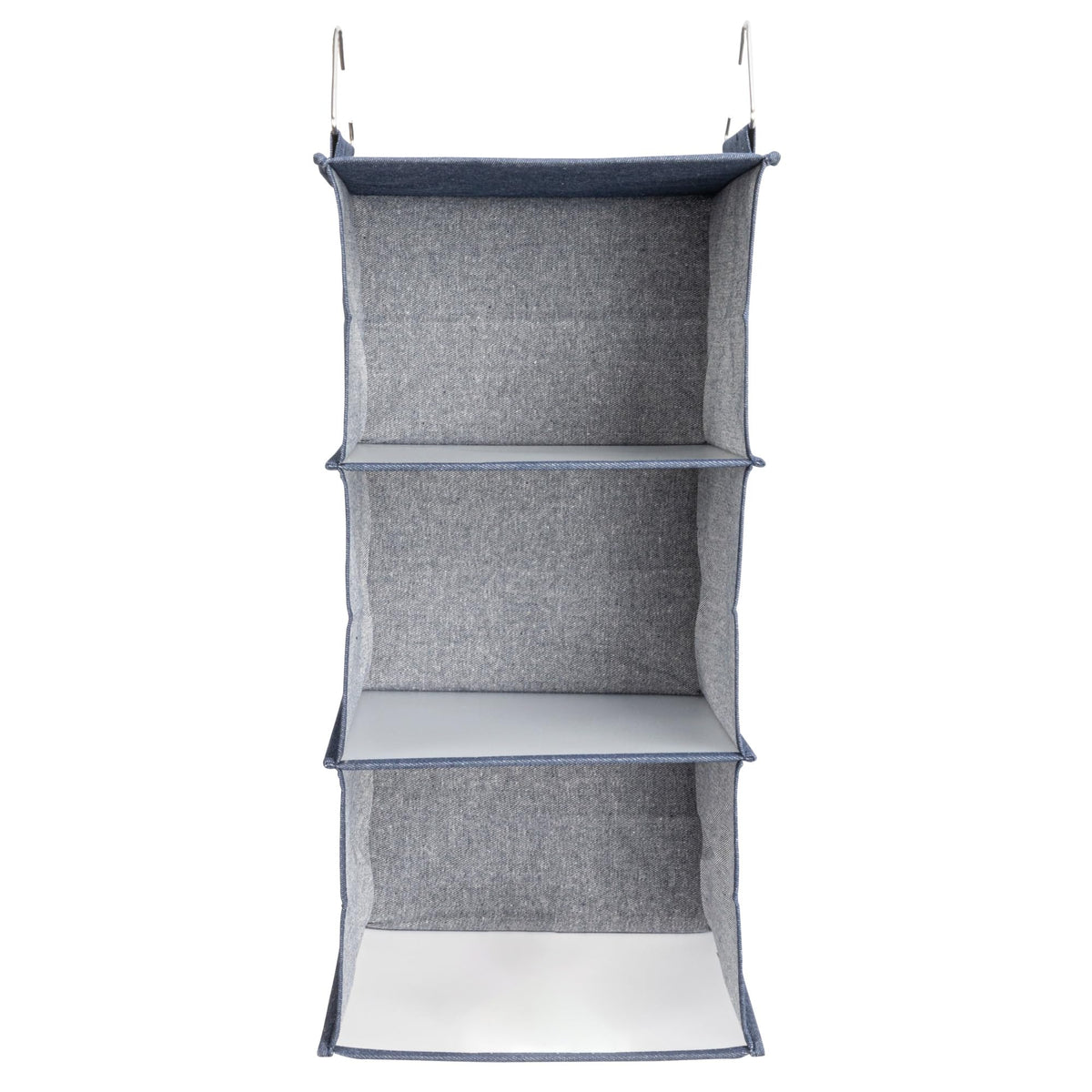 Household Essentials Hanging Cotton Blend Closet Organizer with 3 Storage Shelves, Denim
