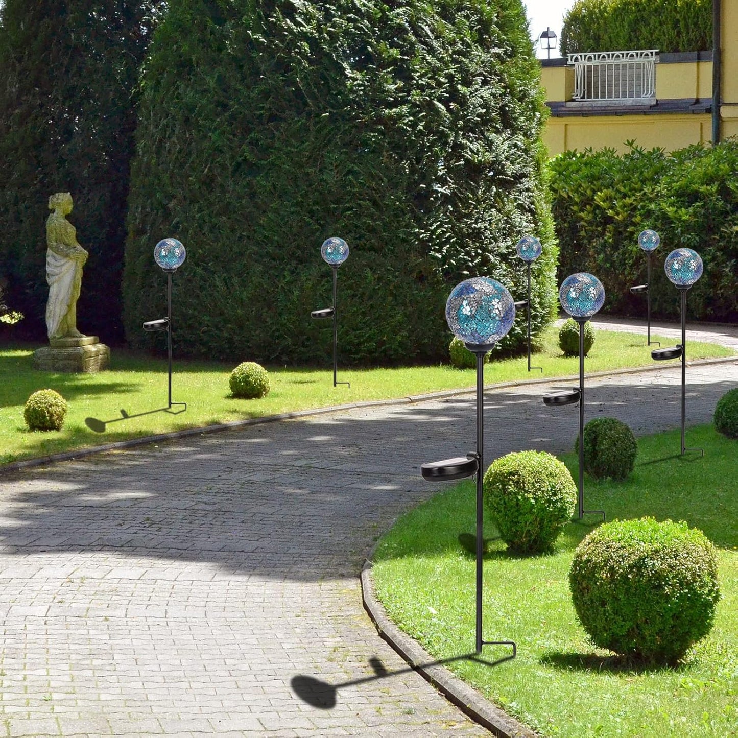 Solar Garden Lights Outdoor Decorative - Solar Gazing Ball Mosaic Garden Stakes Decorative
