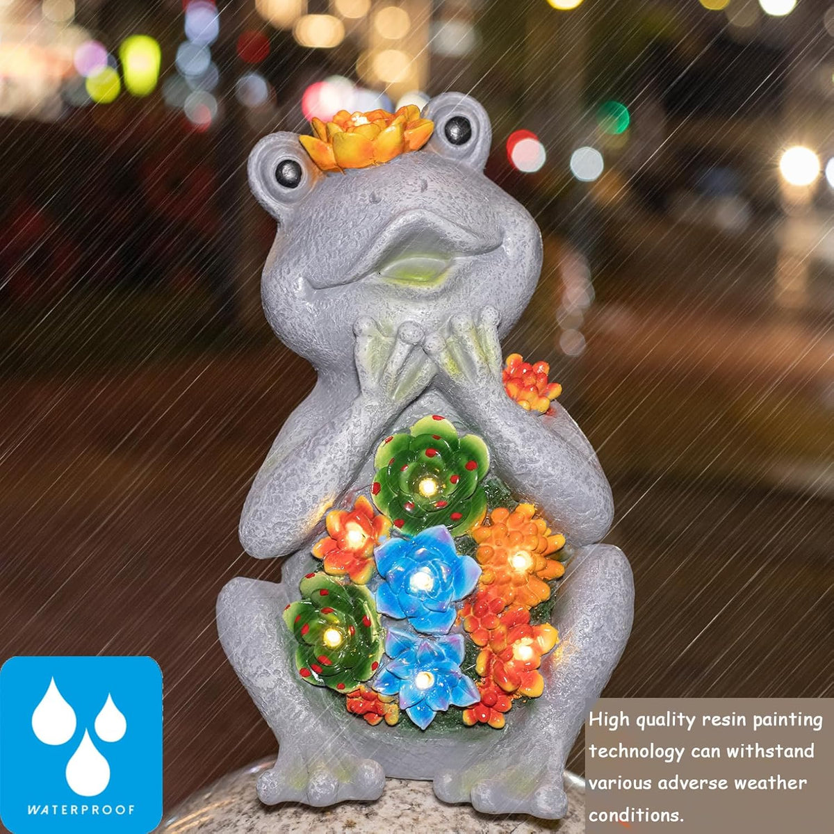 Frog Solar Figurine Light Statue Outdoor Gardening Gifts Decoration Garden Frogs Yard Decor Lamp