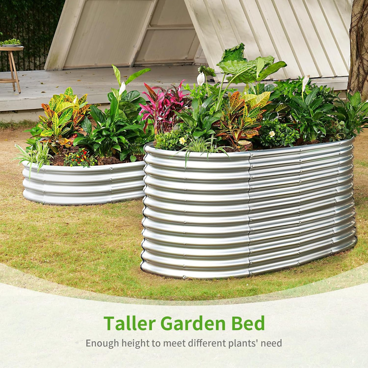 Land Guard 8x4x3ft Oval Galvanized Raised Garden Beds, Large-Capacity Metal Planter Box Outdoor