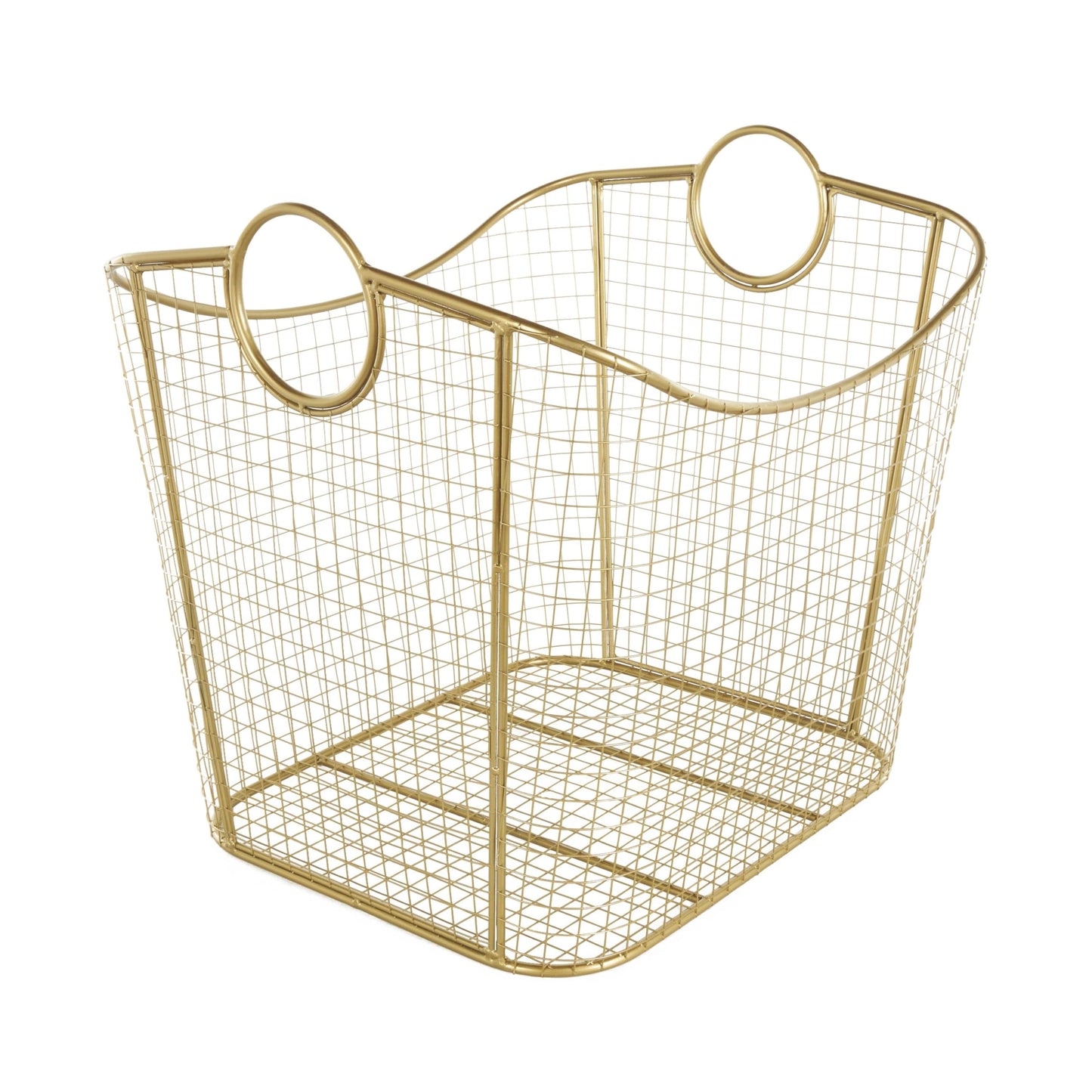 Deco 79 Metal Storage Basket, Basket 20" x 18" x 19", Gold