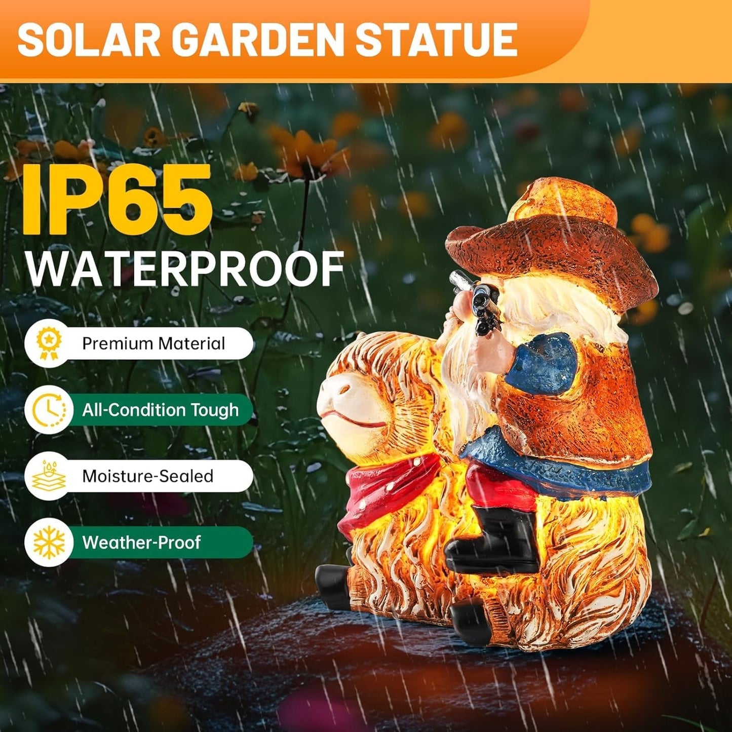 Solar Highland Cow Gnome Statue - Hand-Painted Resin Outdoor Decor for Garden & Yard, Unique