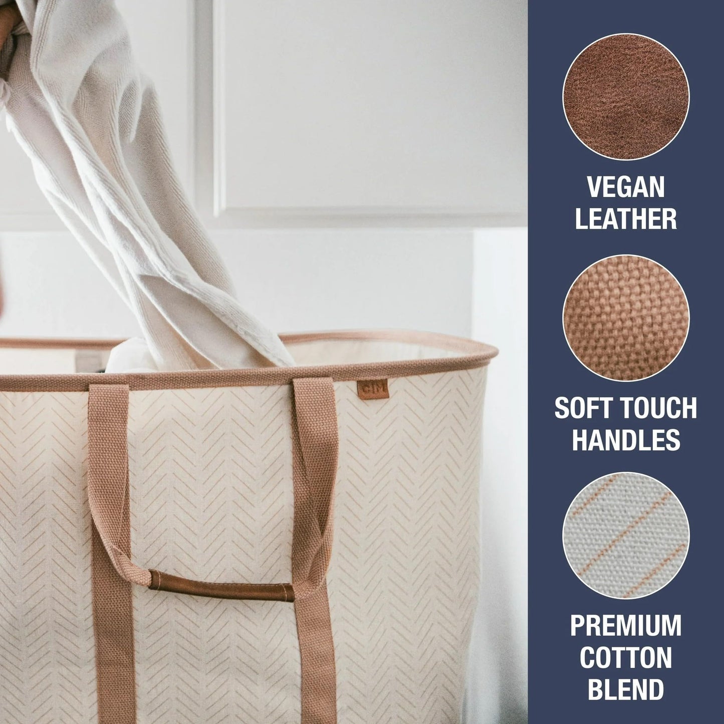 CleverMade Collapsible Laundry Caddy LUXE, 64L Pop-Up Hamper, 2 Pack, Mocha