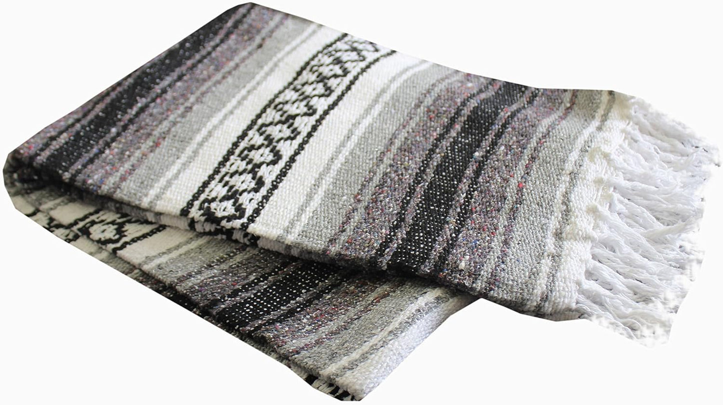 Del Mex Classic Mexican Blanket, Large Authentic Woven Falsa Throw (70"x50"), Artisan Southwest